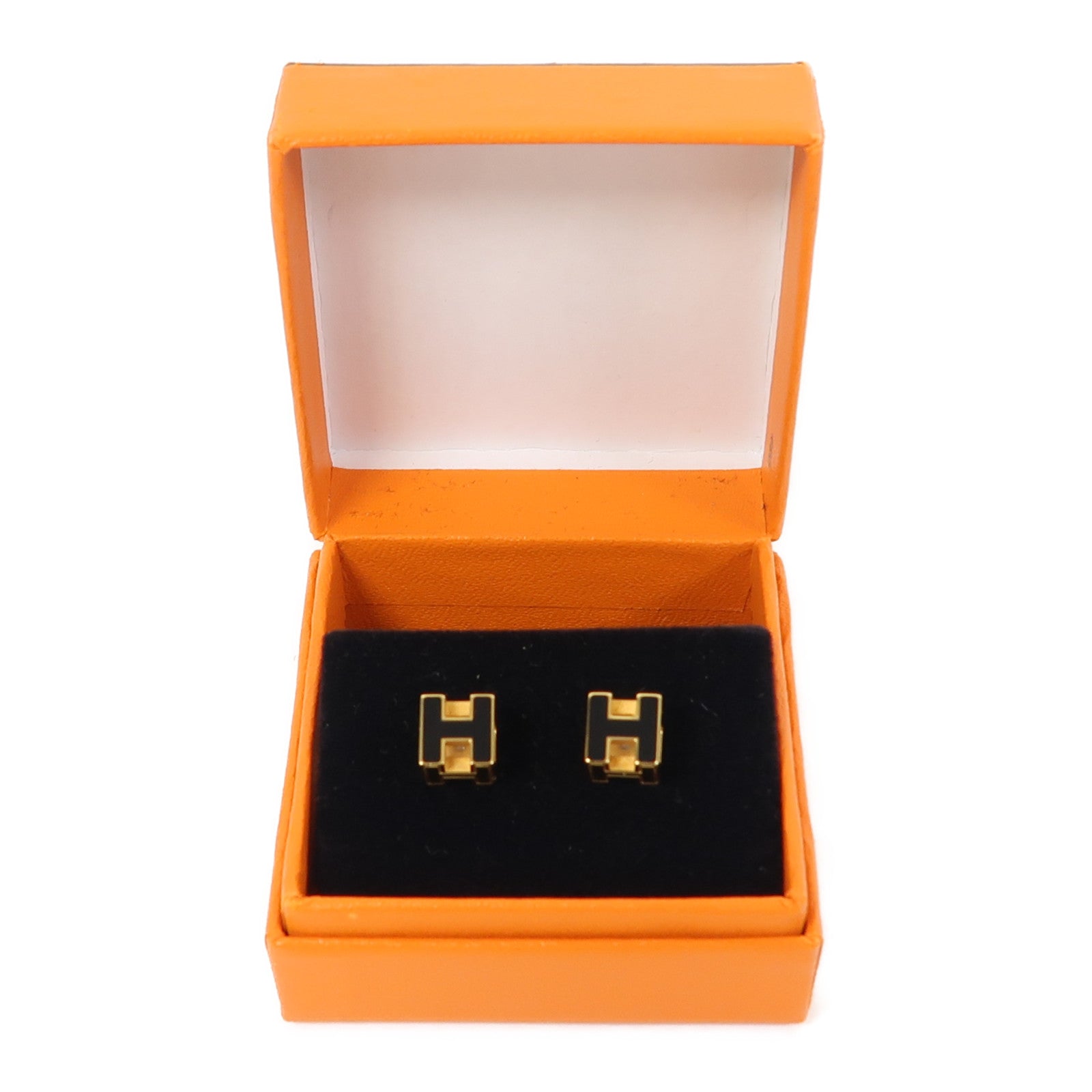 HERMES 金屬Cage d'H Earrings耳環黑色
