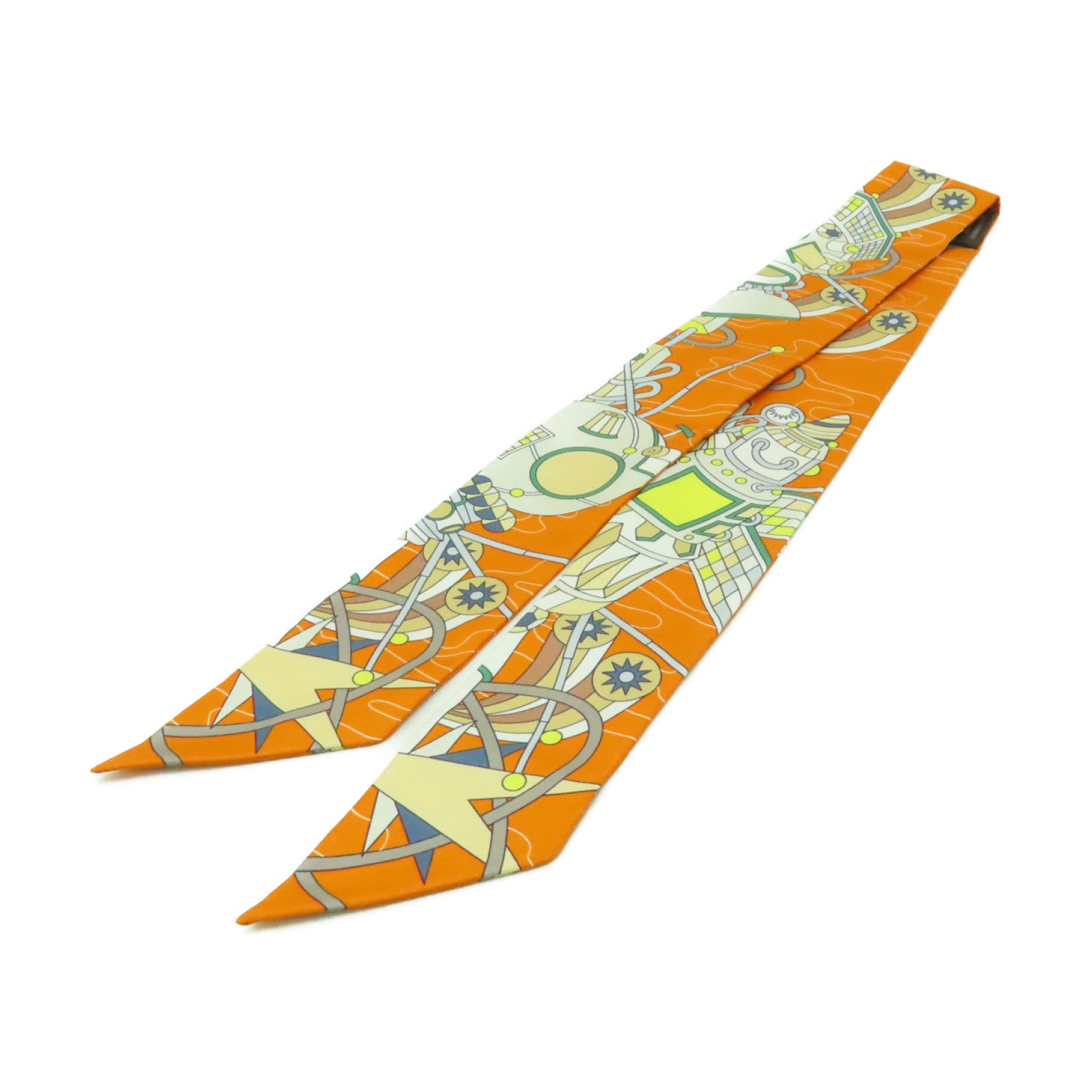 HERMES 【激減優惠】絲質Twilly絲巾橙色/彩色