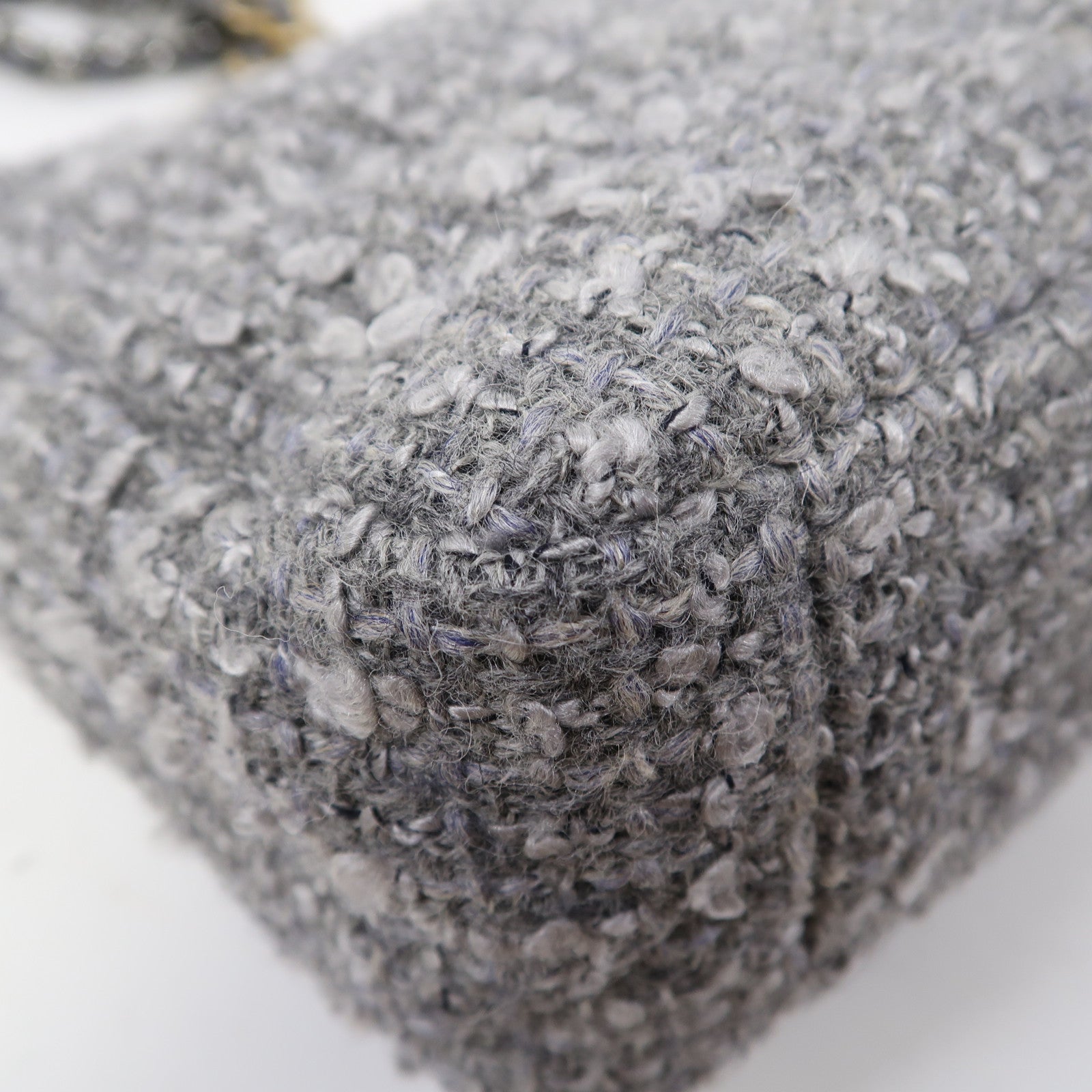 CHANEL Tweed Chanel 19金扣鏈帶手挽肩背兩用袋灰色
