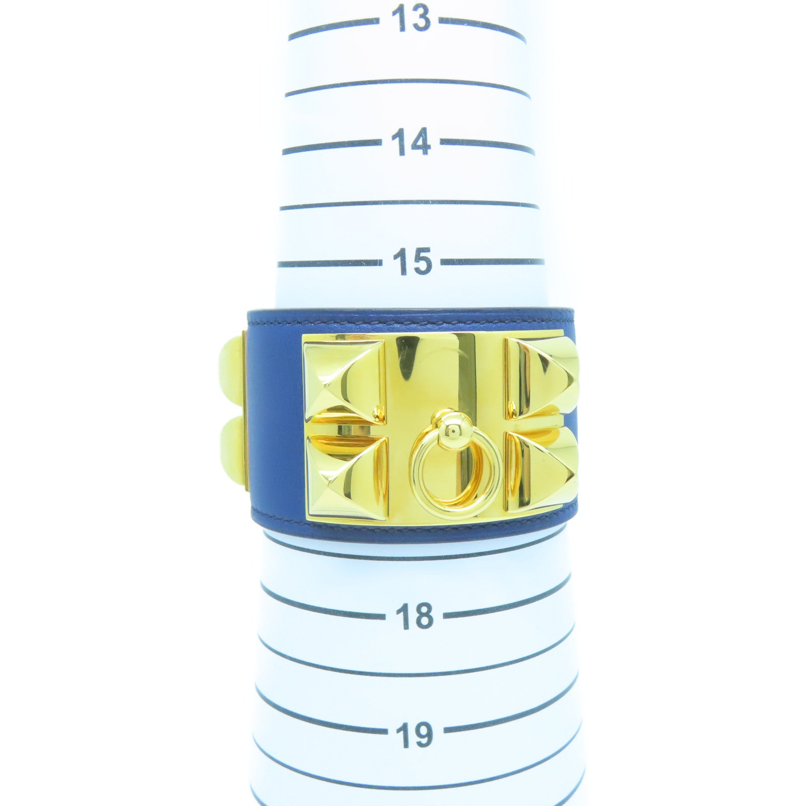 HERMES 【激減優惠】Veau Swift皮革CDC Bangle手鐲金色/深藍色#16cm