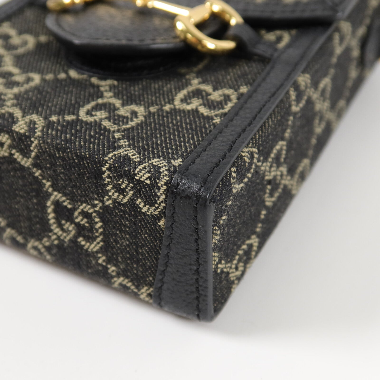 GUCCI 帆布/牛皮皮革Horsebit 1955肩背袋