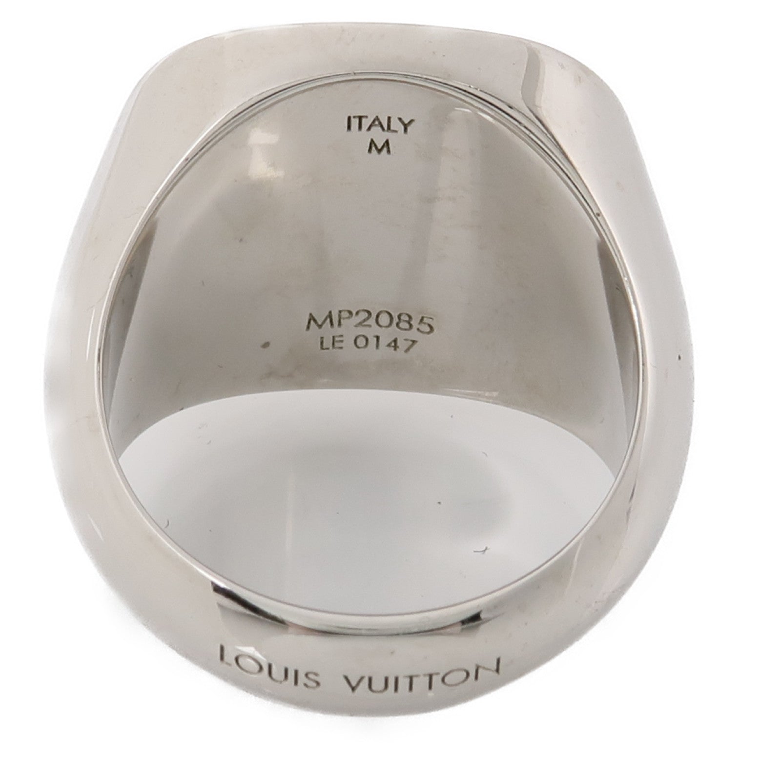 LOUIS VUITTON 塗層帆布/金屬Lock Signet Ring戒指US#9