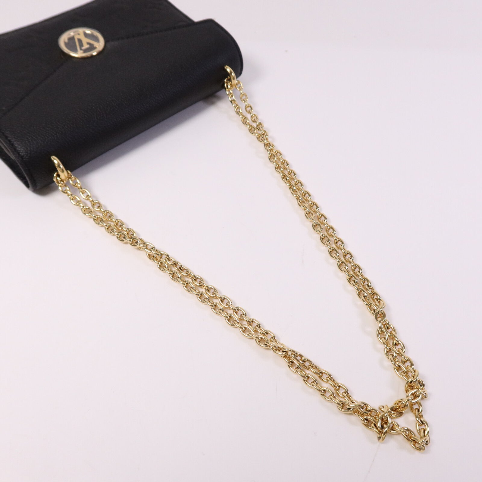 LOUIS VUITTON Monogram Empreinte皮革Wallet On Chain Rosy金扣鏈帶肩背袋