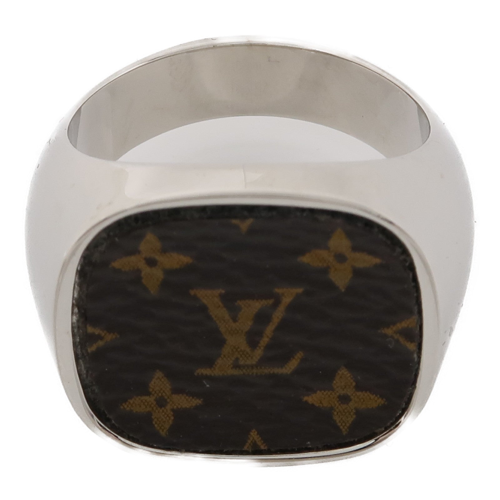 LOUIS VUITTON 塗層帆布/金屬Lock Signet Ring戒指US#9