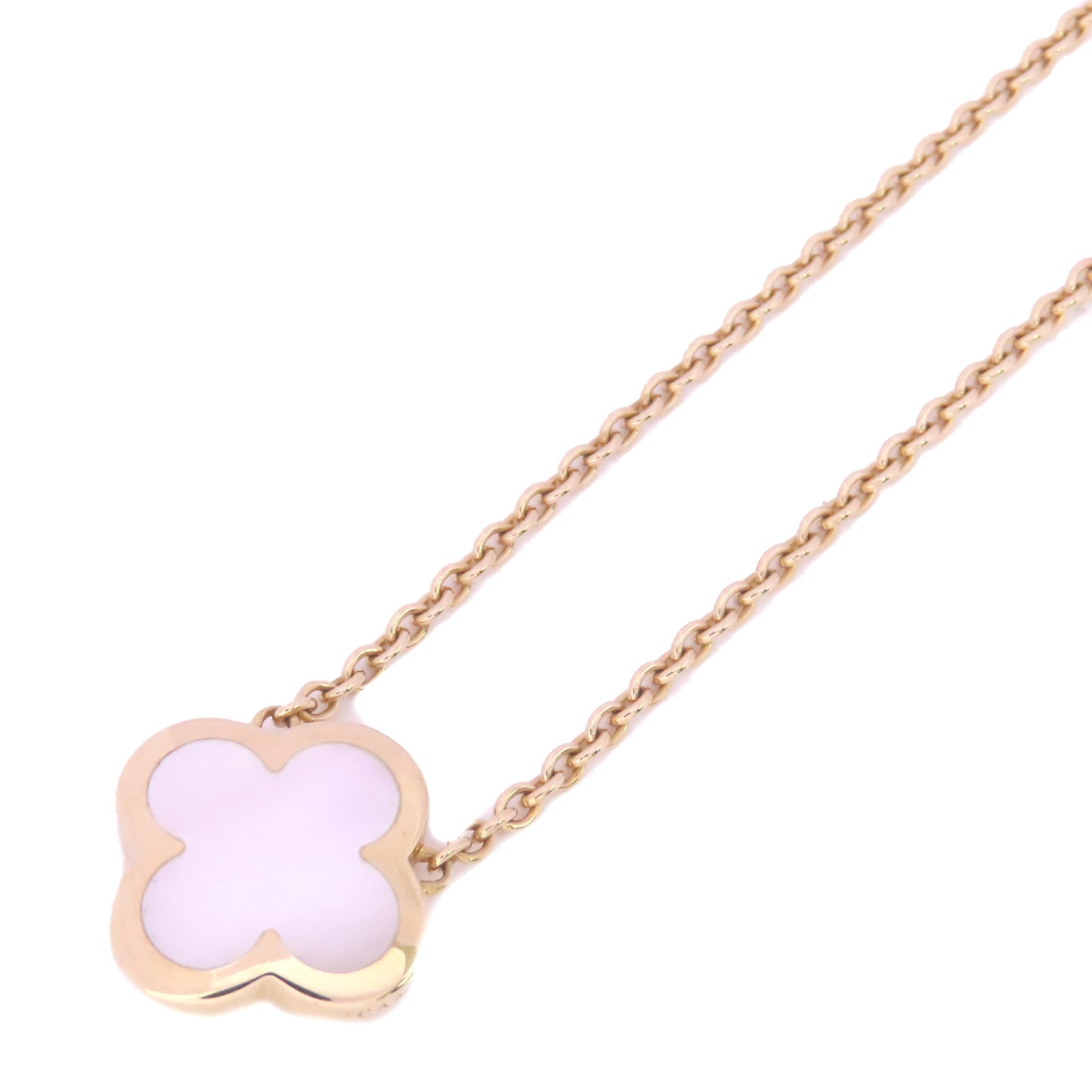 Van Cleef & Arpels 18K白金/珍珠貝殼Pure Alhambra Necklace項鍊