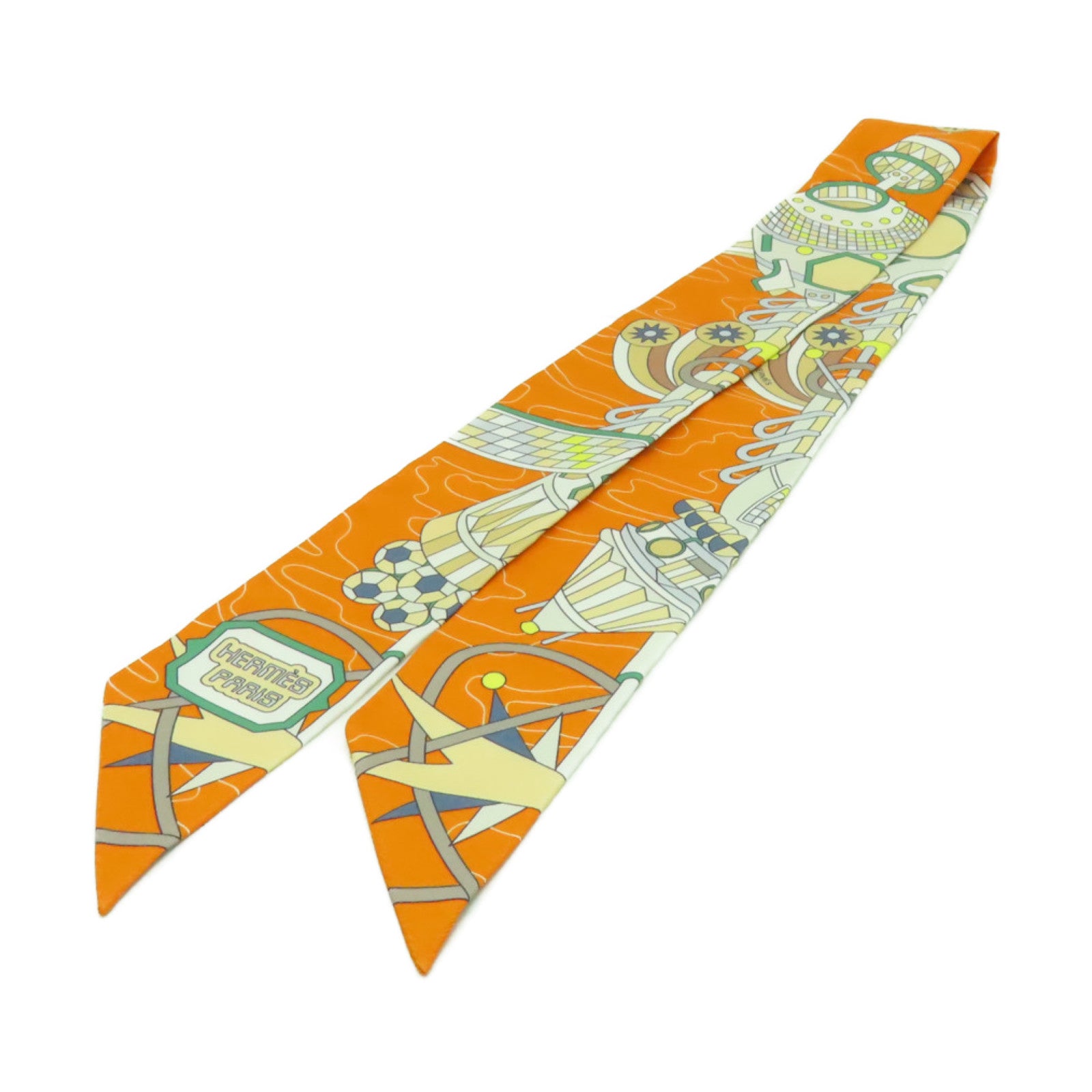 HERMES 【激減優惠】絲質Twilly絲巾橙色/彩色