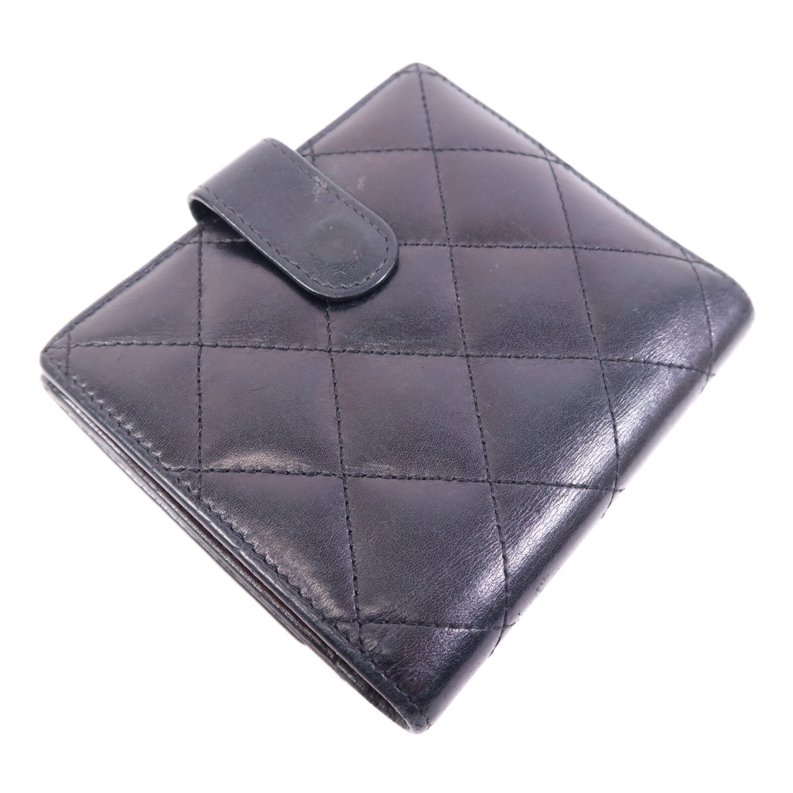 CHANEL 羊皮/漆皮皮革Cambon Wallet銀扣錢包