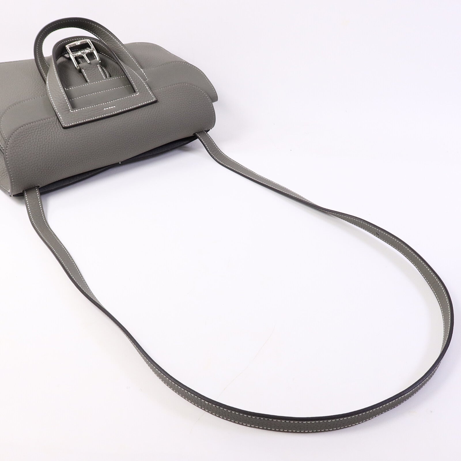 HERMES Clemence皮革Halzan 31手挽肩背兩用袋Gris Meyer