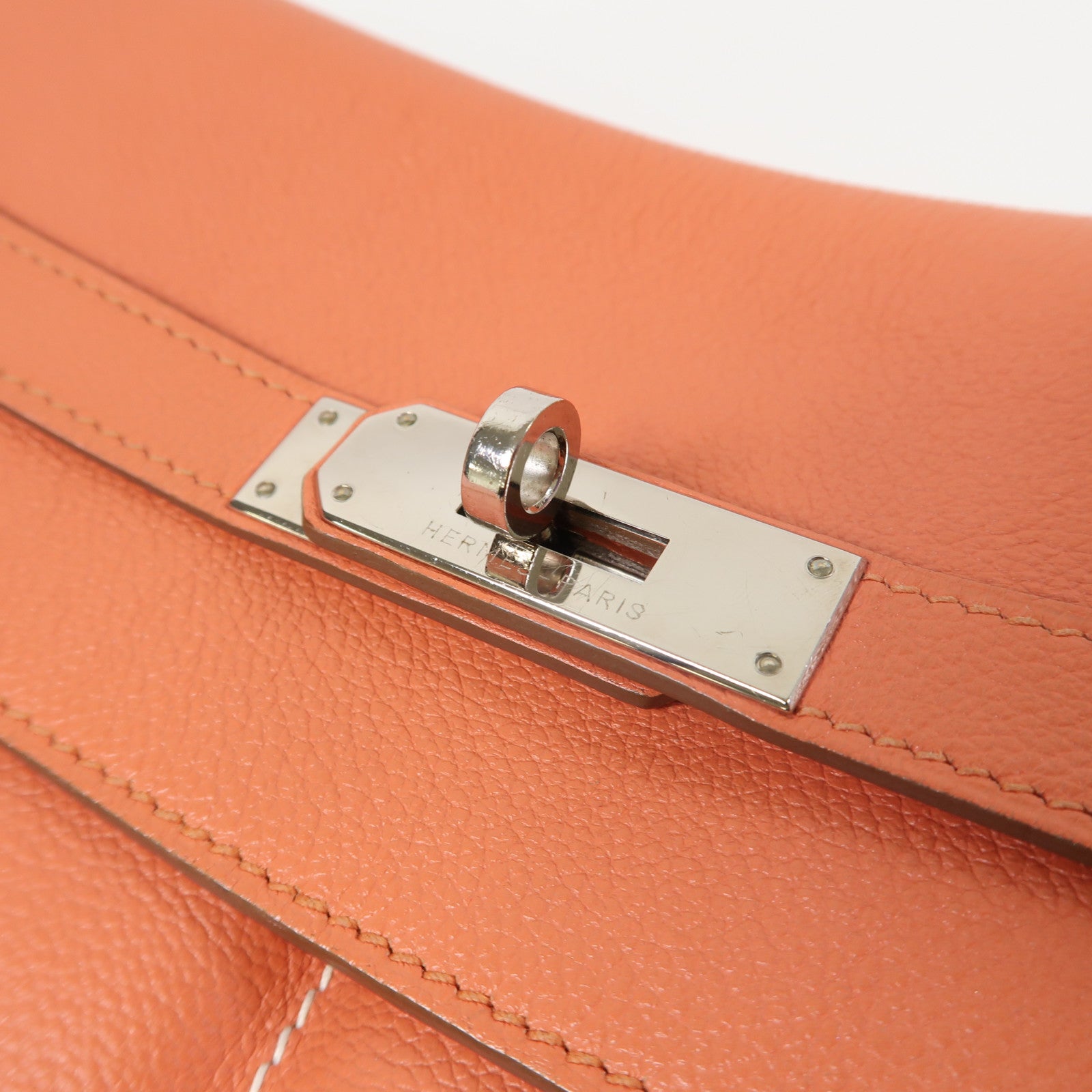 HERMES Evercolor皮革Berline 28銀扣肩背袋Crevette龍蝦粉色