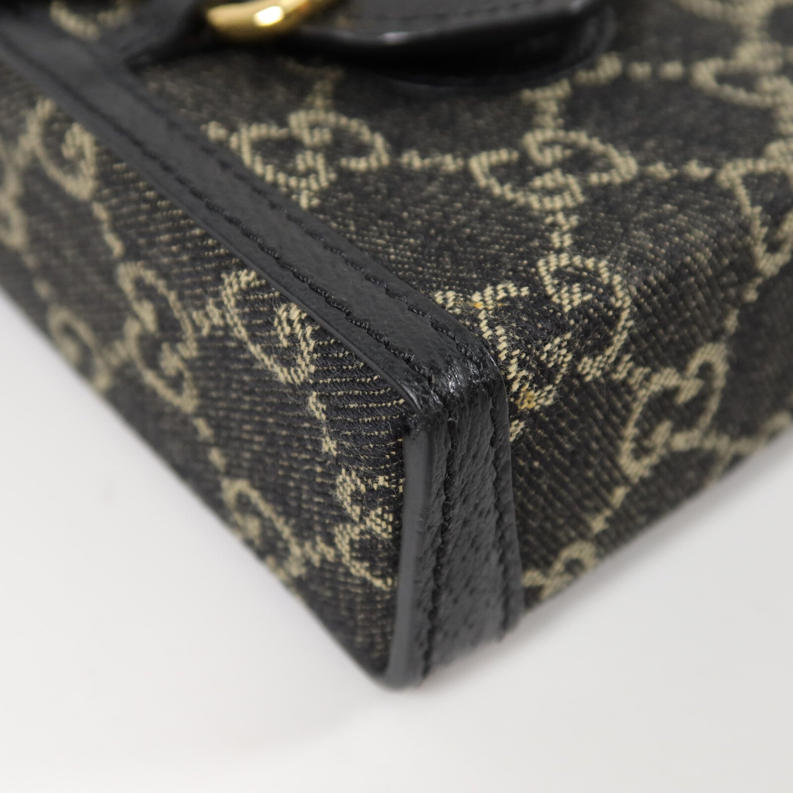 GUCCI 帆布/牛皮皮革Horsebit 1955肩背袋