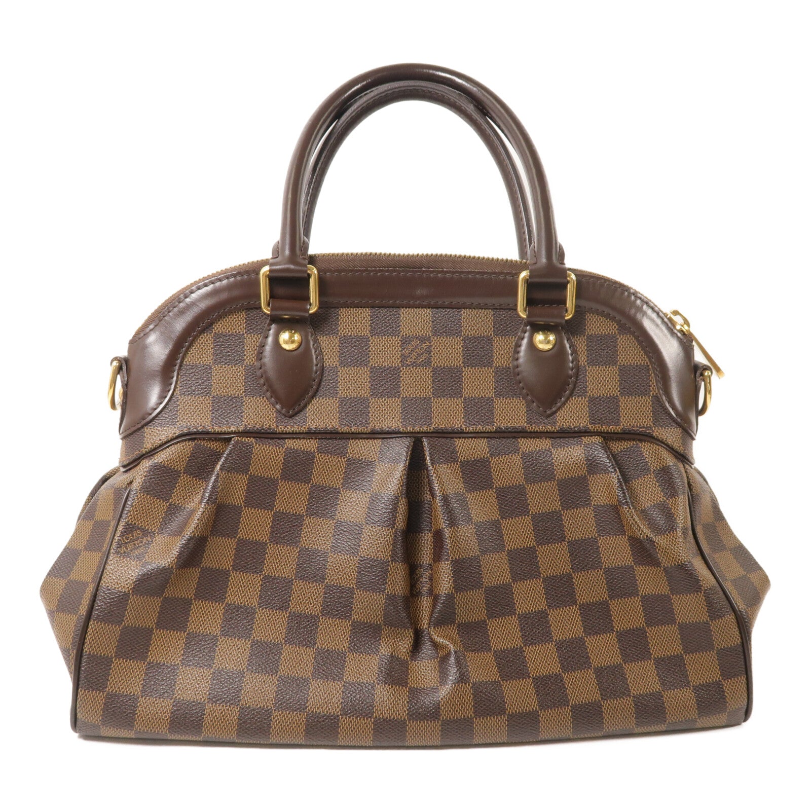 LOUIS VUITTON Damier Trevi金扣手挽肩背兩用袋棕色