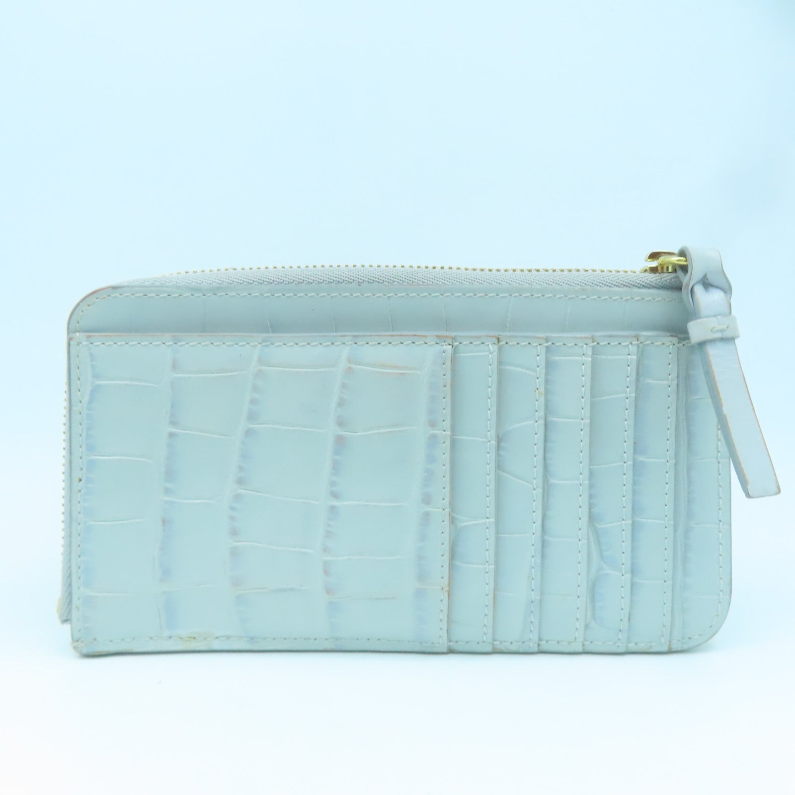 Chloe Leather Card Case Gold Buckle Gray