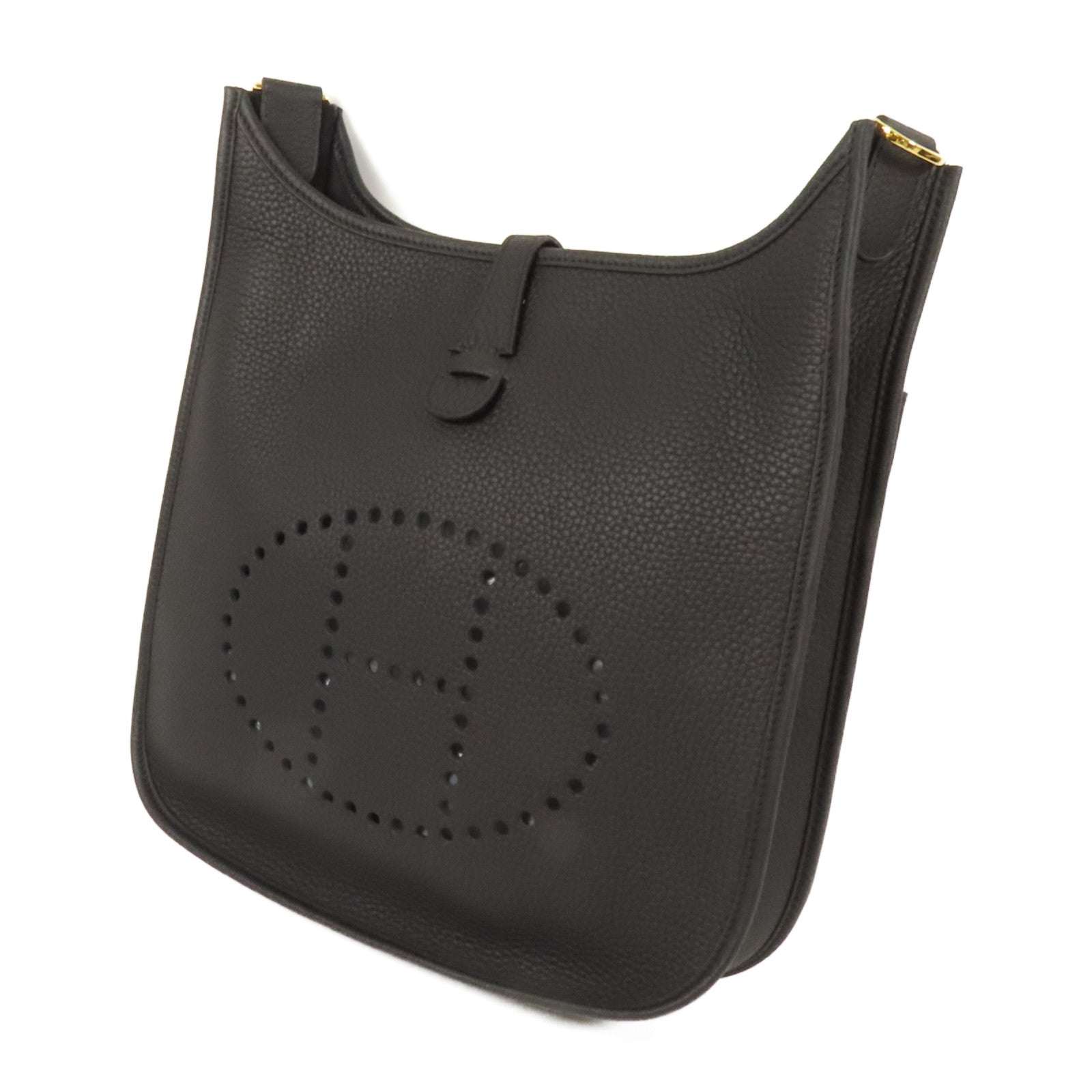 HERMES Clemence皮革Evelyne PM 金扣肩背袋Noir