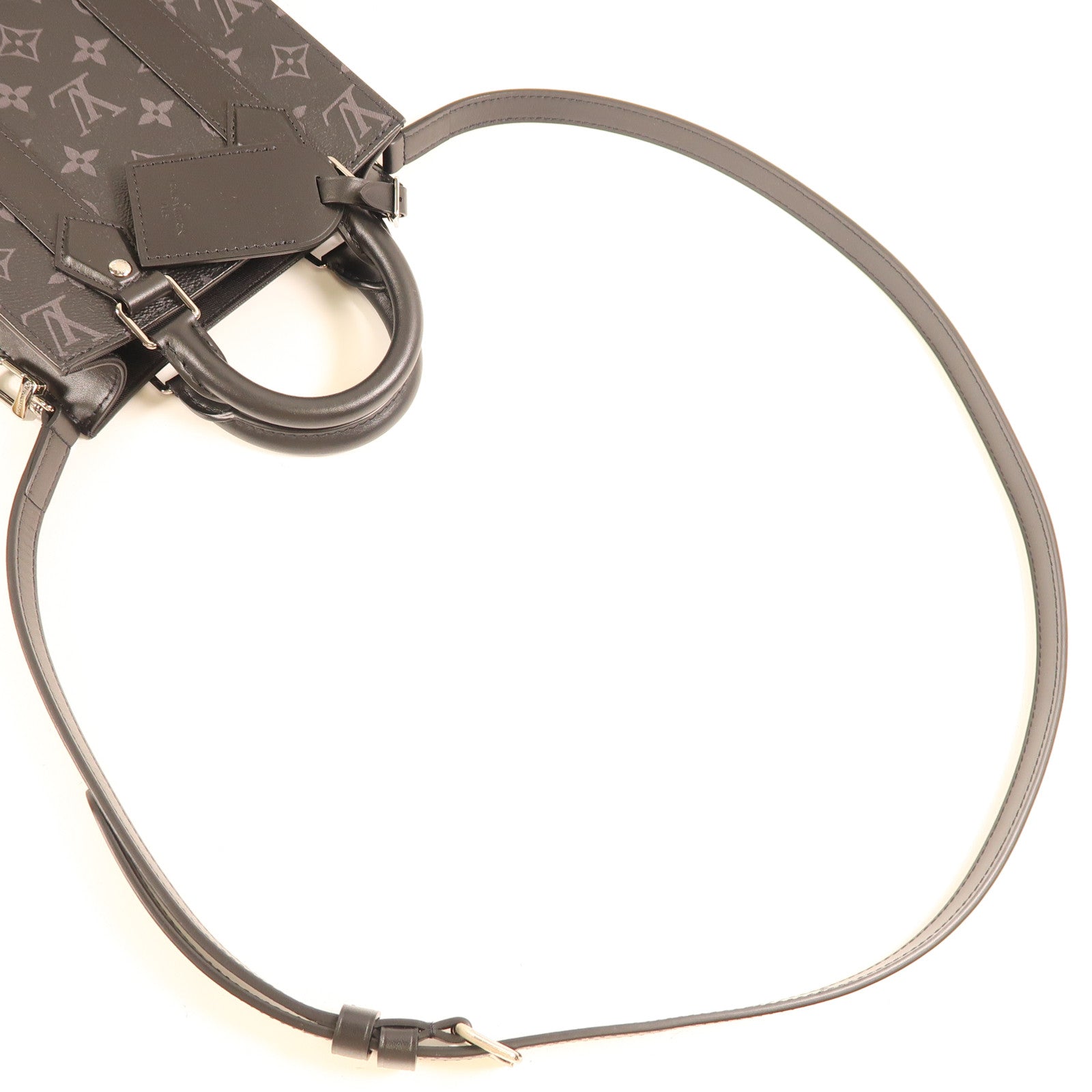 LOUIS VUITTON Monogram Eclipse Sac Plat Mini銀扣手挽肩背兩用袋