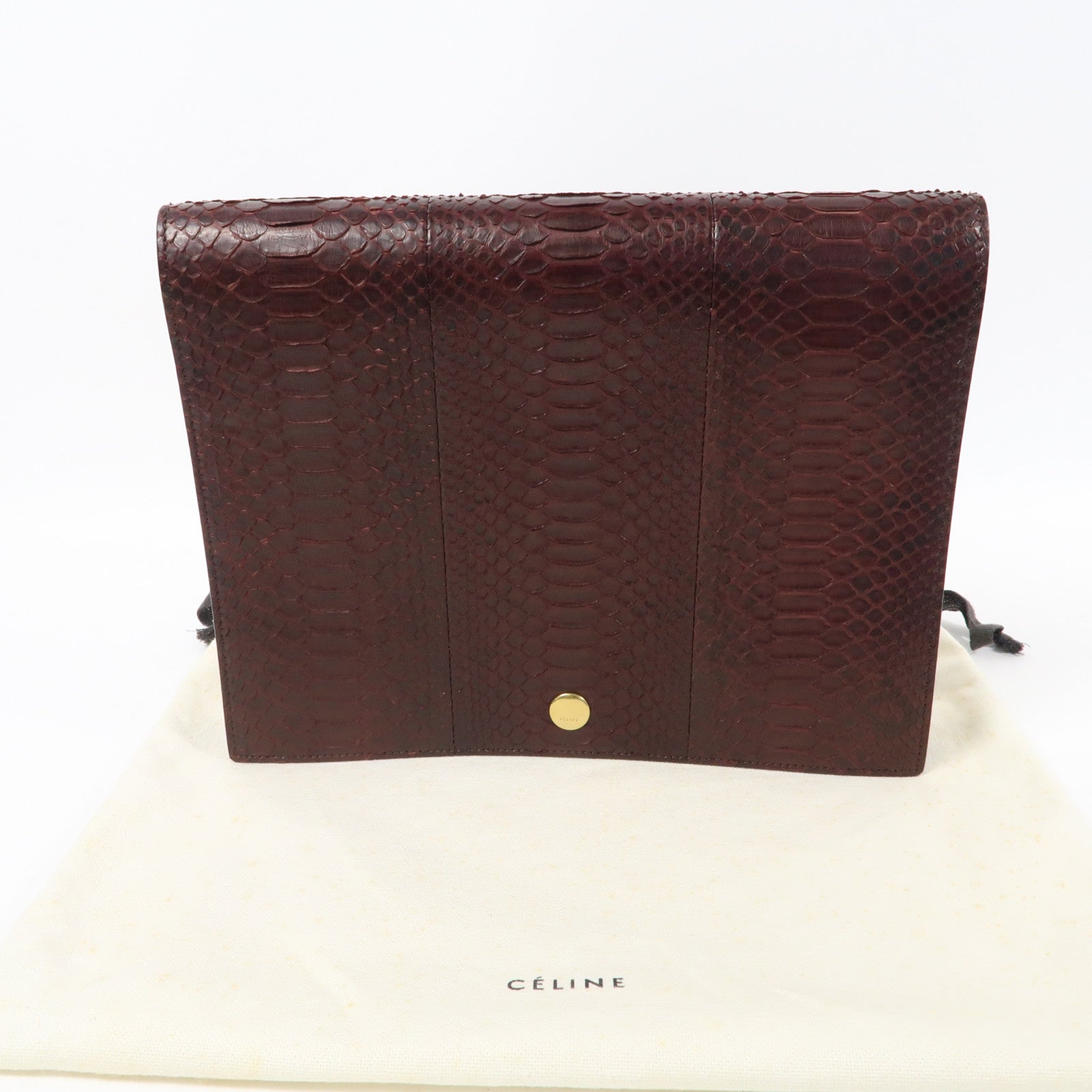 CELINE 蛇皮皮革Clutch Bag金扣手拿包紅色