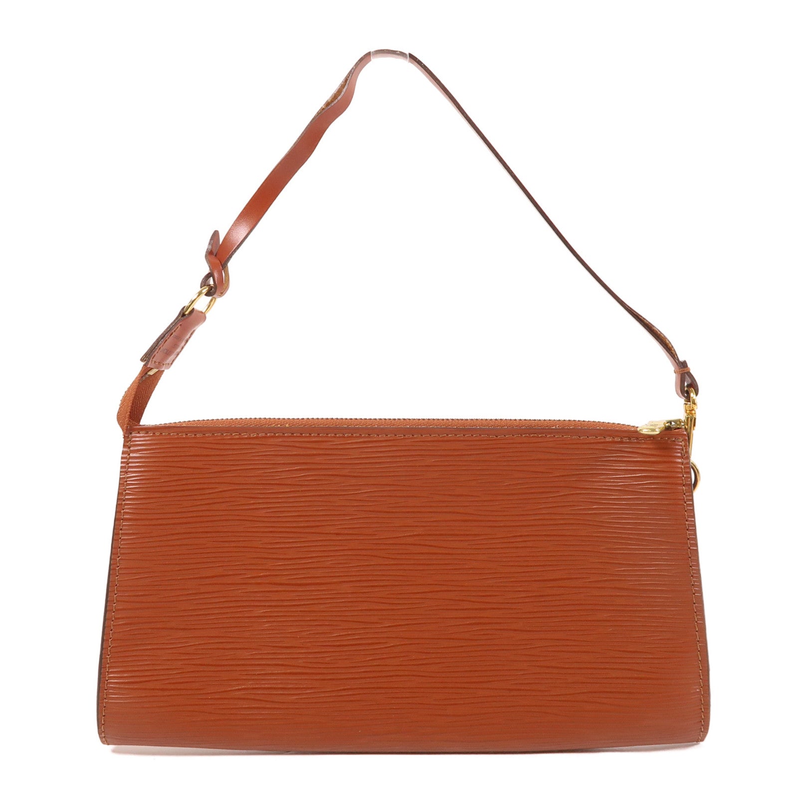 LOUIS VUITTON Epi Pochette Accessories金扣手挽袋焦糖色