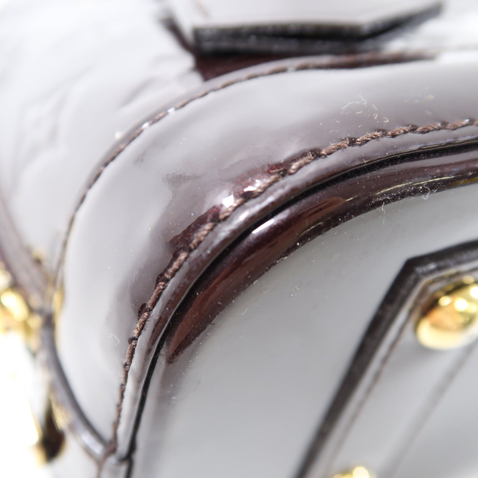 LOUIS VUITTON Vernis Alma BB金扣手挽肩背兩用袋酒紅色