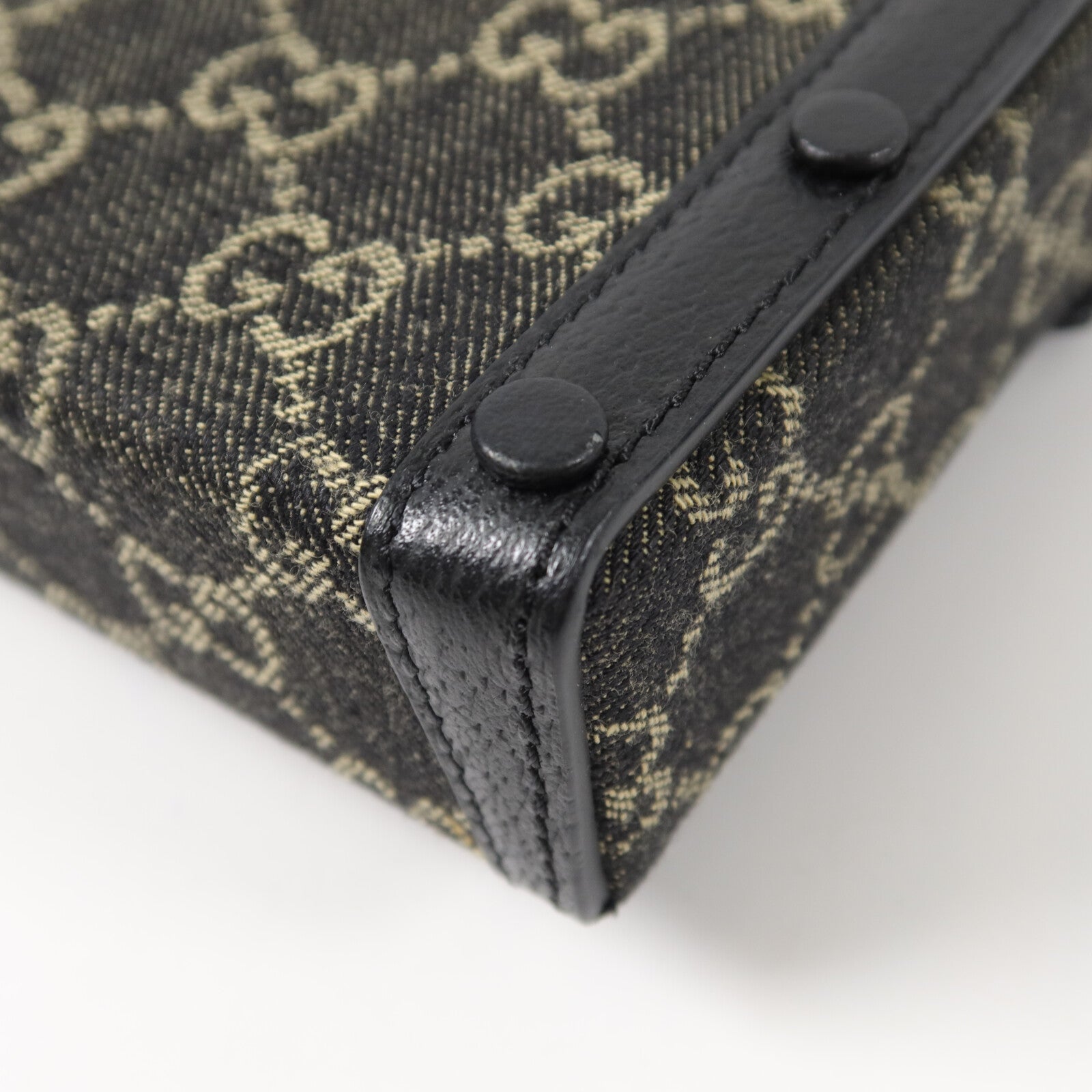 GUCCI 帆布/牛皮皮革Horsebit 1955肩背袋