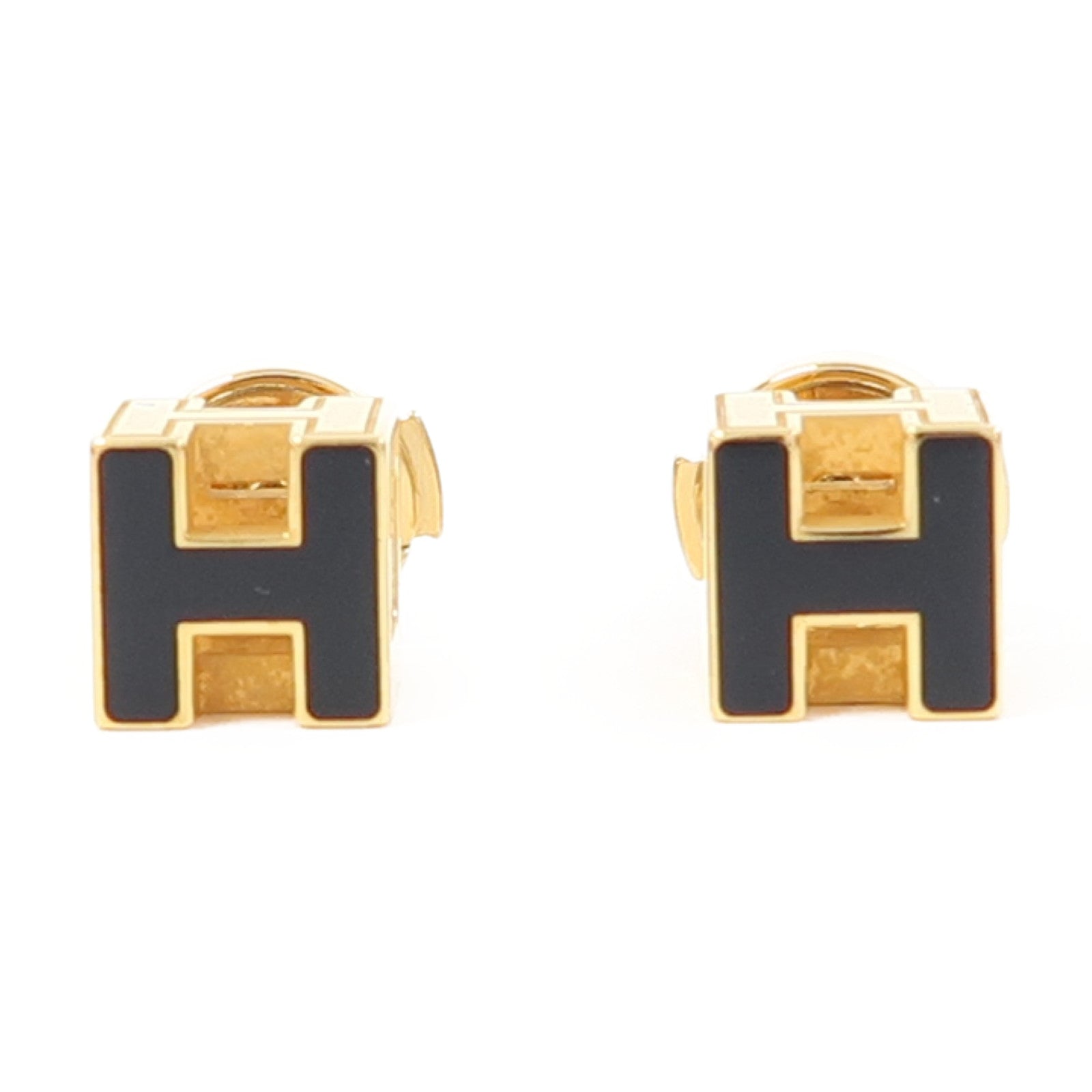 HERMES 金屬Cage d'H Earrings耳環黑色