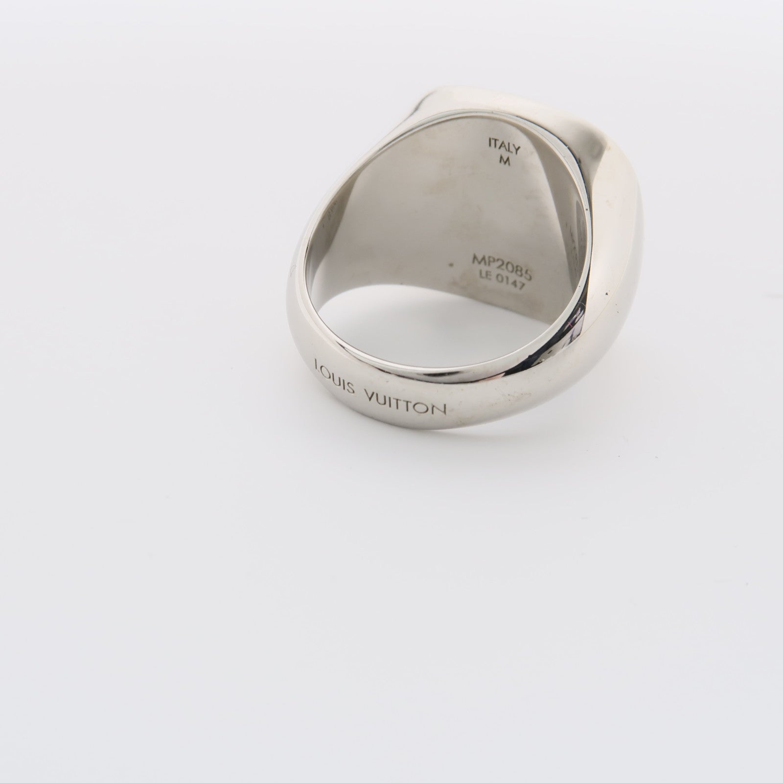 LOUIS VUITTON 塗層帆布/金屬Lock Signet Ring戒指US#9