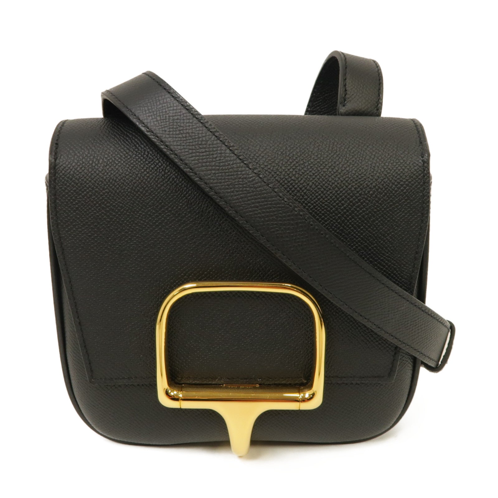 HERMES 【激減優惠】Epsom皮革Della Caralleria Mini Shoulder Bag金扣肩背袋經典黑