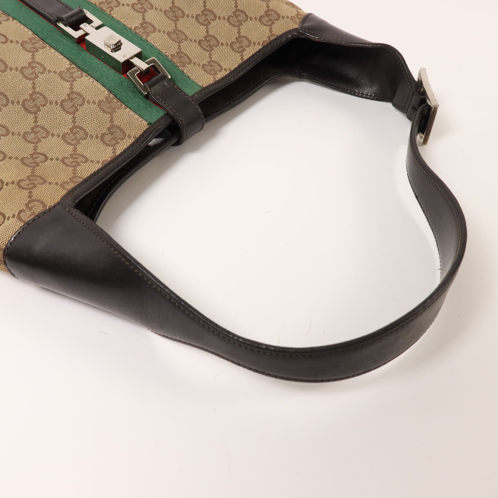 GUCCI 帆布Jackie Hobo銀扣肩背袋