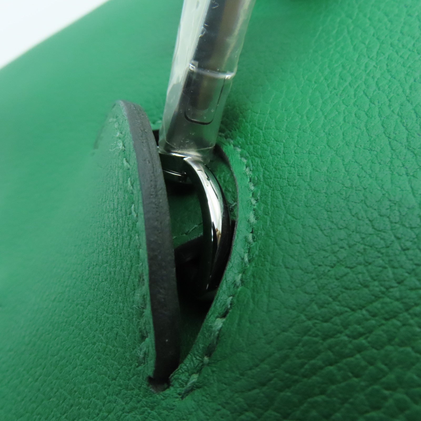 HERMES Evercolor Leather Bridado Backpack Silver Buckle Backpack Green