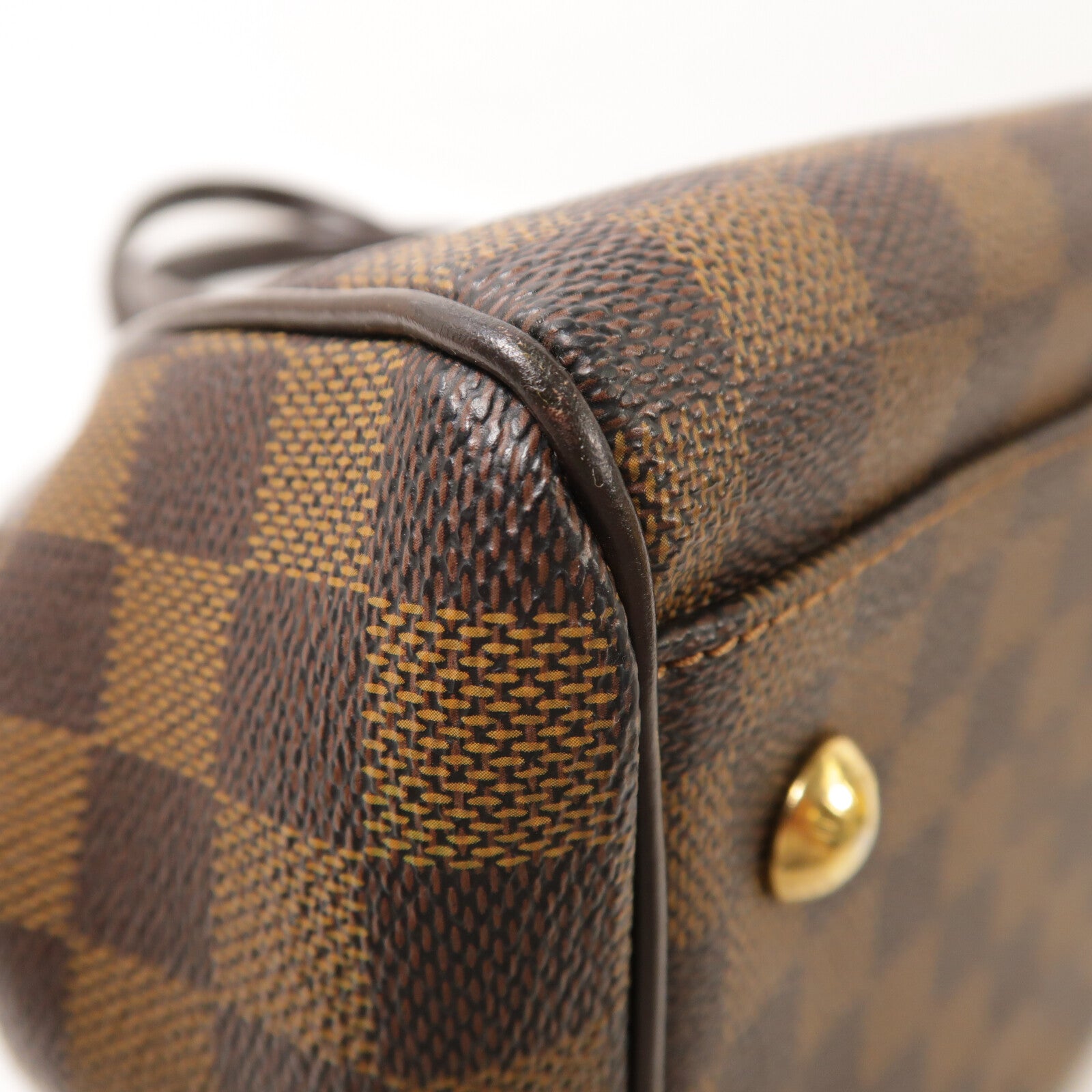 LOUIS VUITTON Damier Trevi金扣手挽肩背兩用袋棕色