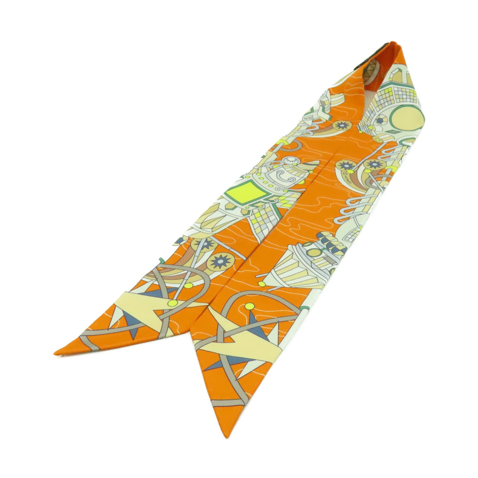 HERMES 【激減優惠】絲質Twilly絲巾橙色/彩色