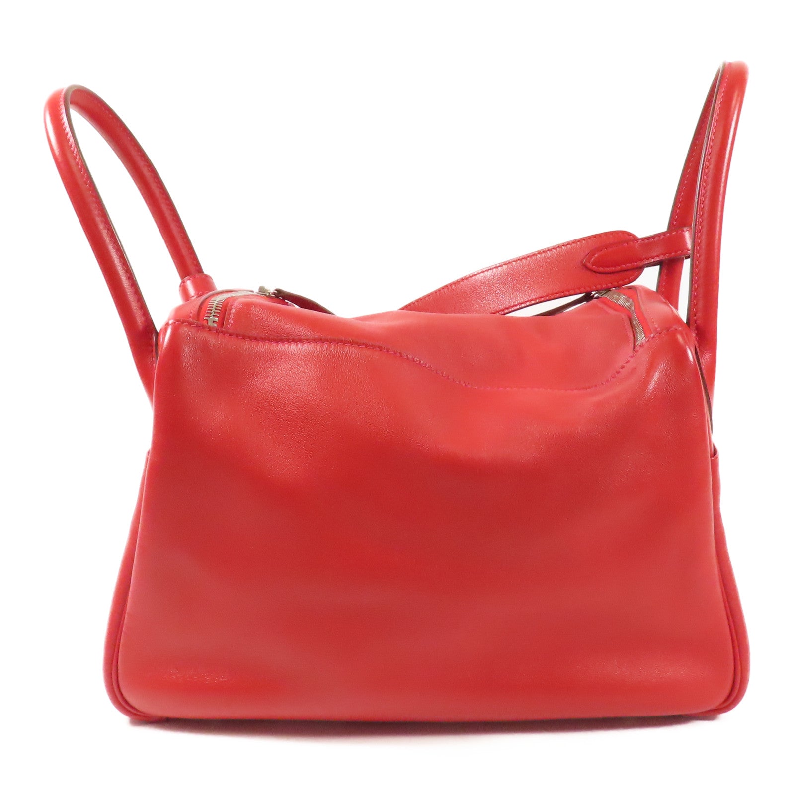 HERMES Swift皮革Lindy 30銀扣手挽肩背兩用袋Rouge Tomate