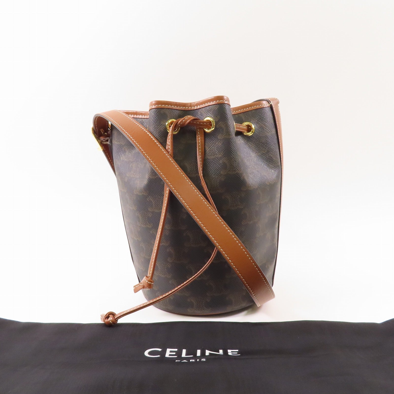 CELINE 【激減優惠】塗層帆布Shoulder Bag金扣肩背袋
