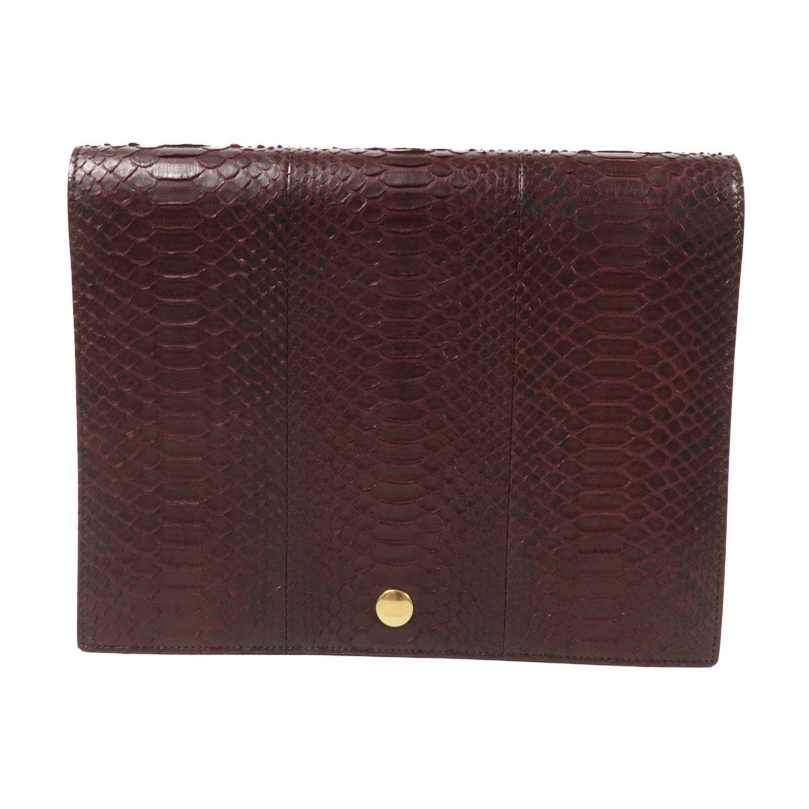 CELINE 蛇皮皮革Clutch Bag金扣手拿包紅色
