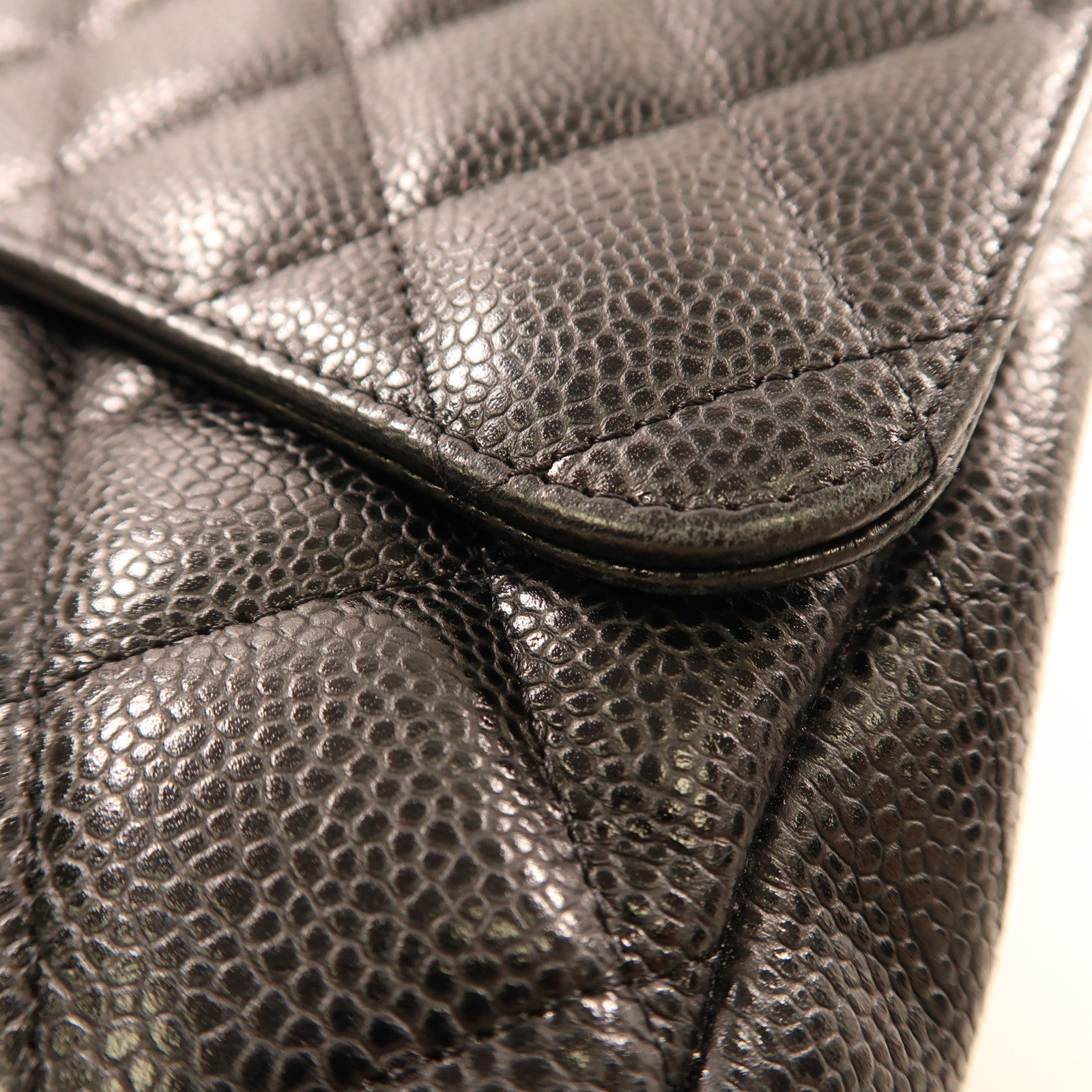 CHANEL 牛皮皮革Maxi Classic銀扣鏈帶肩背袋