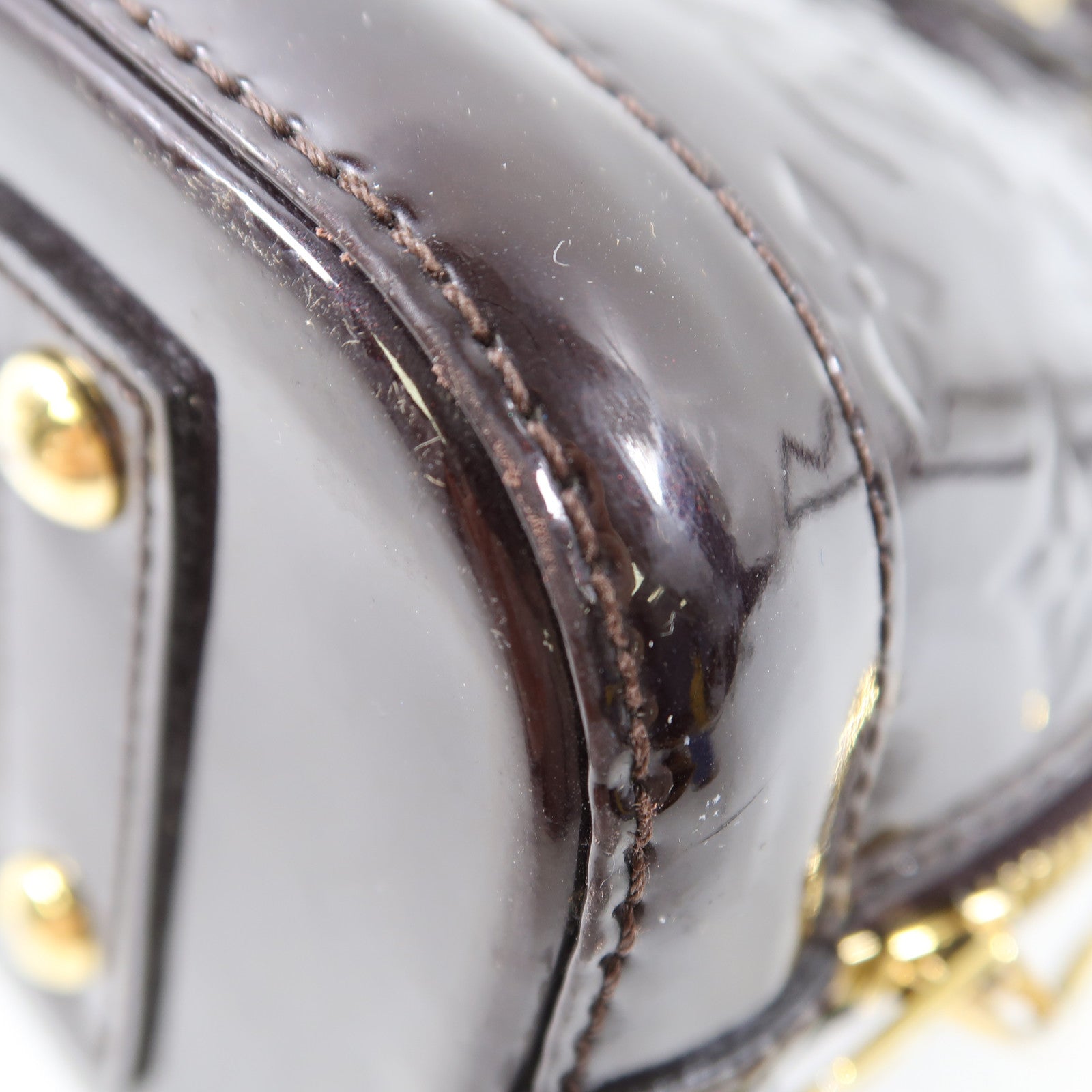 LOUIS VUITTON Vernis Alma BB金扣手挽肩背兩用袋酒紅色