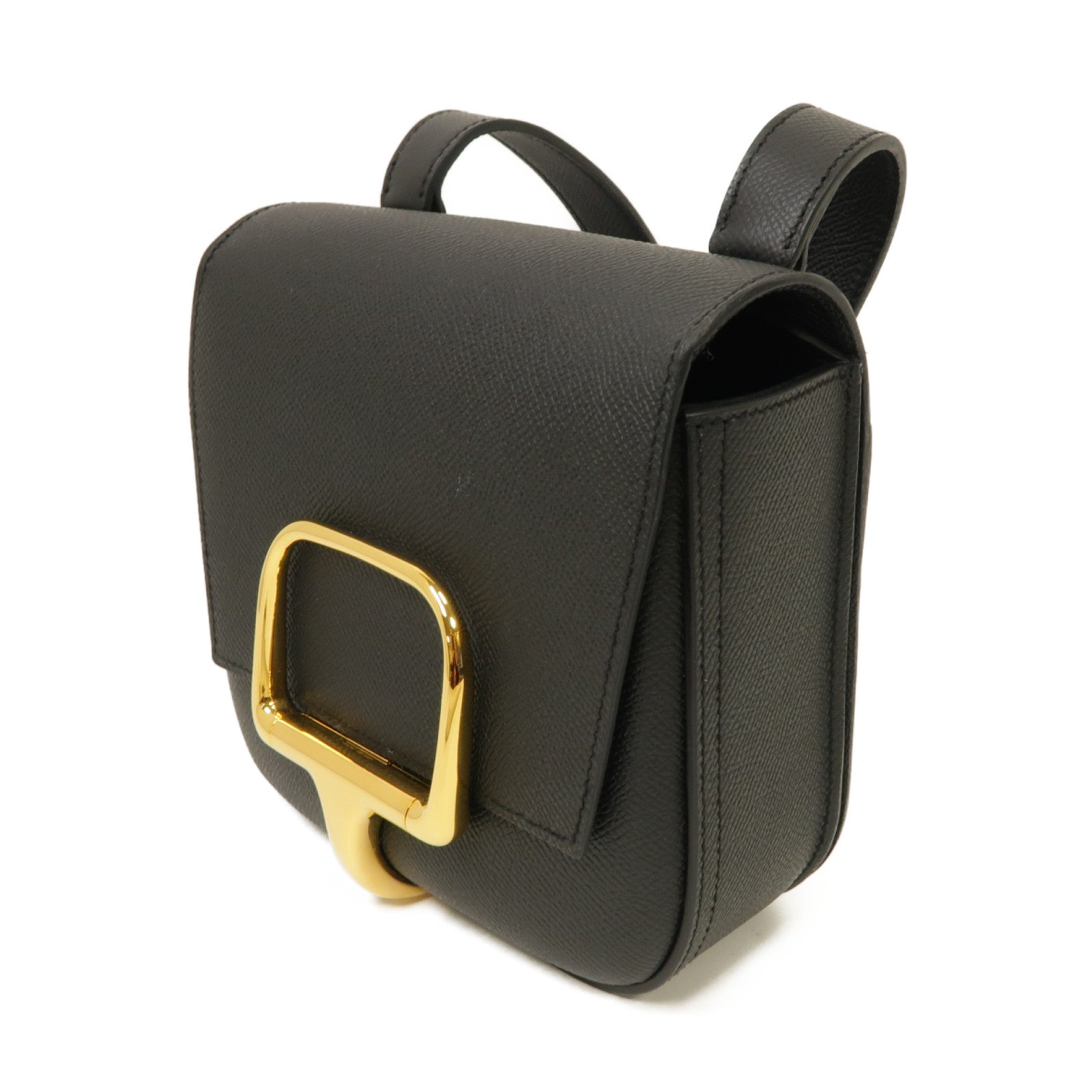 HERMES 【激減優惠】Epsom皮革Della Caralleria Mini Shoulder Bag金扣肩背袋經典黑
