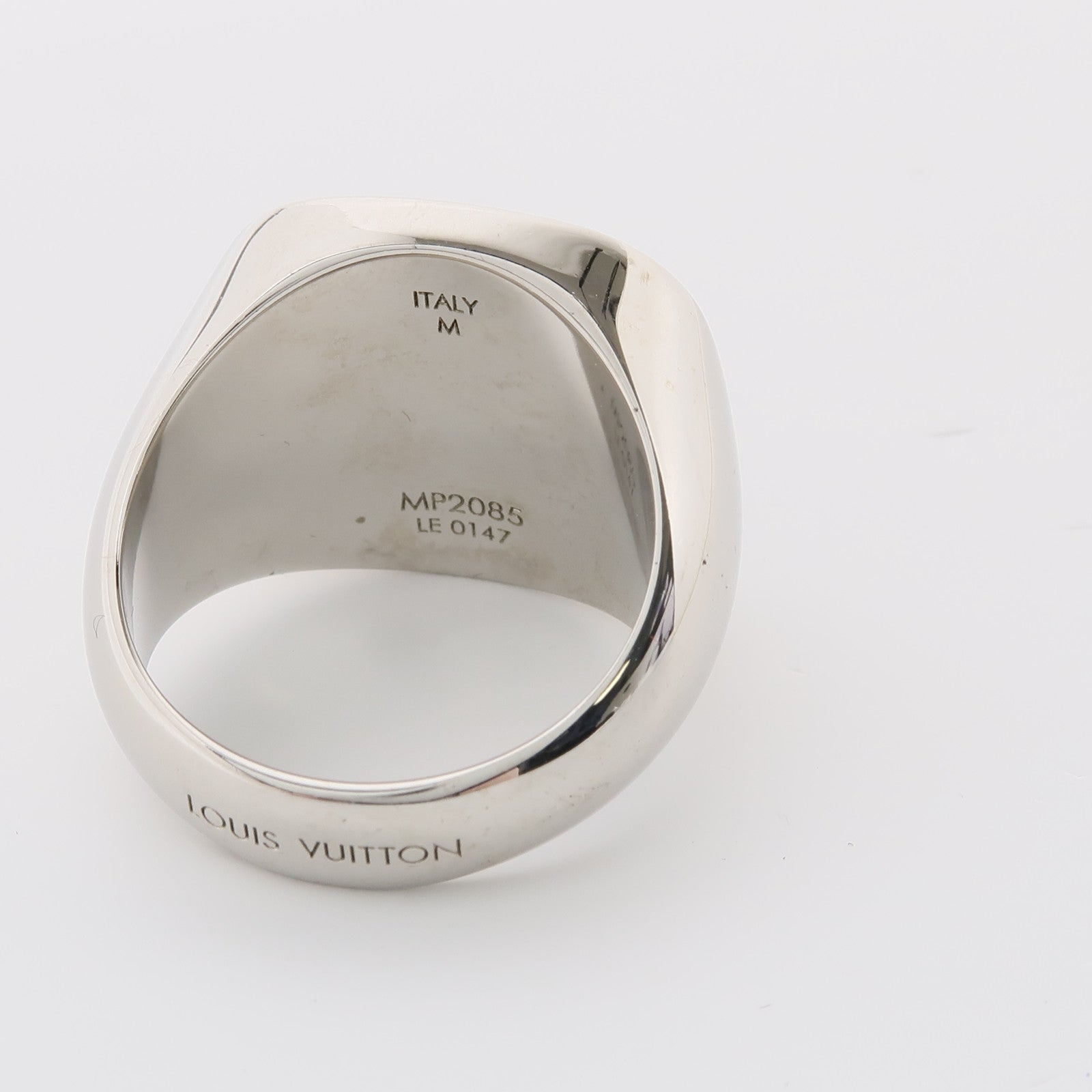 LOUIS VUITTON 塗層帆布/金屬Lock Signet Ring戒指US#9