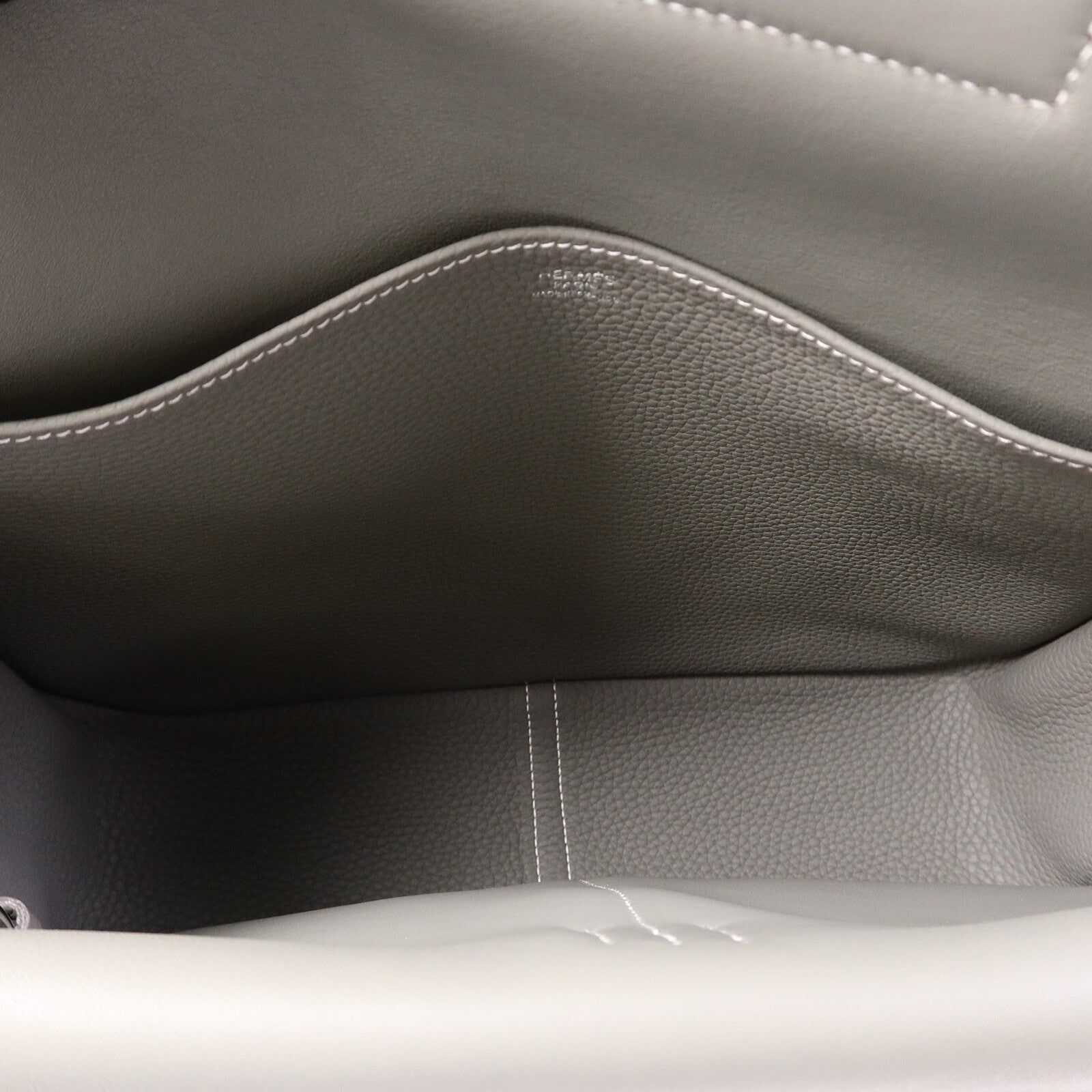 HERMES Clemence皮革Halzan 31手挽肩背兩用袋Gris Meyer