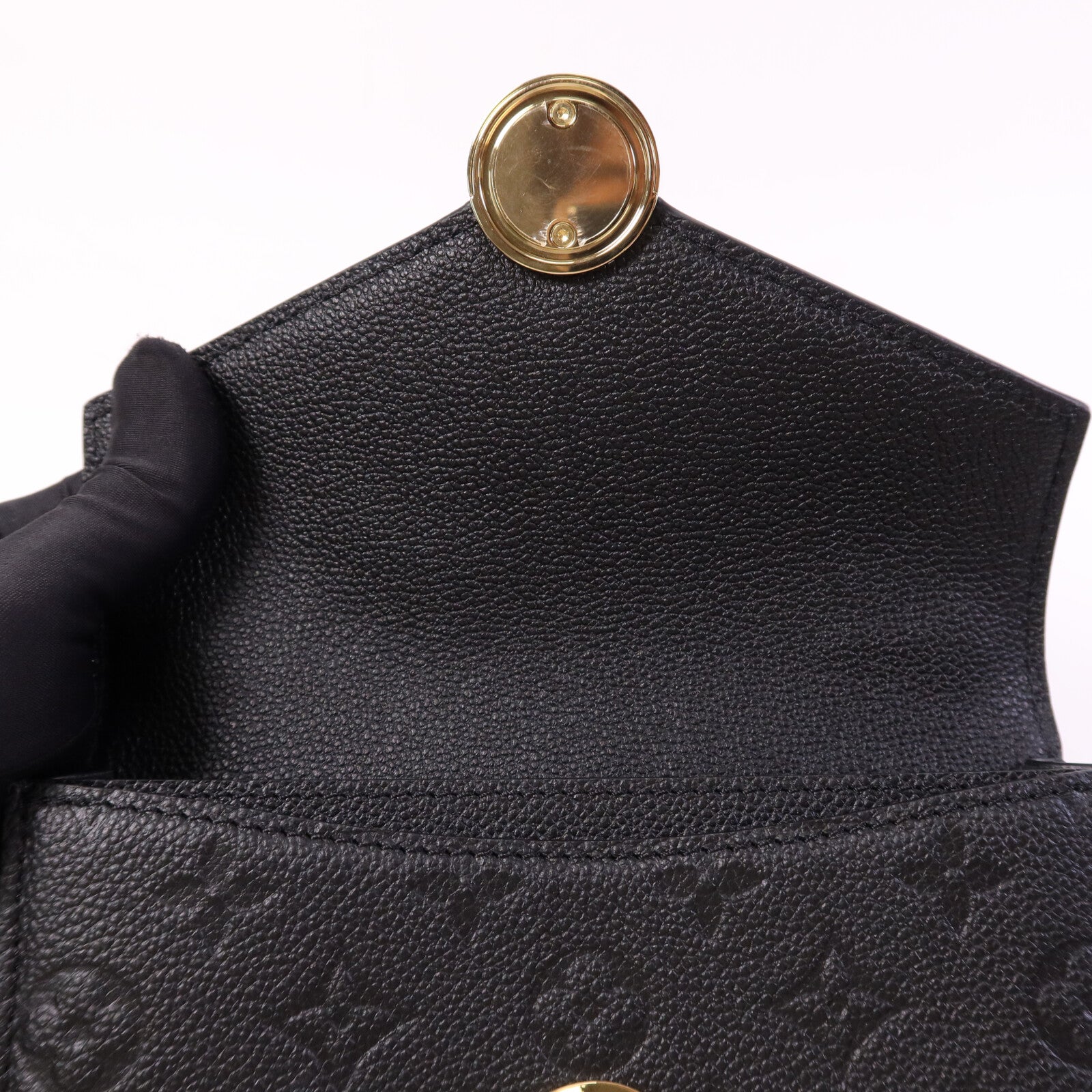 LOUIS VUITTON Monogram Empreinte皮革Wallet On Chain Rosy金扣鏈帶肩背袋