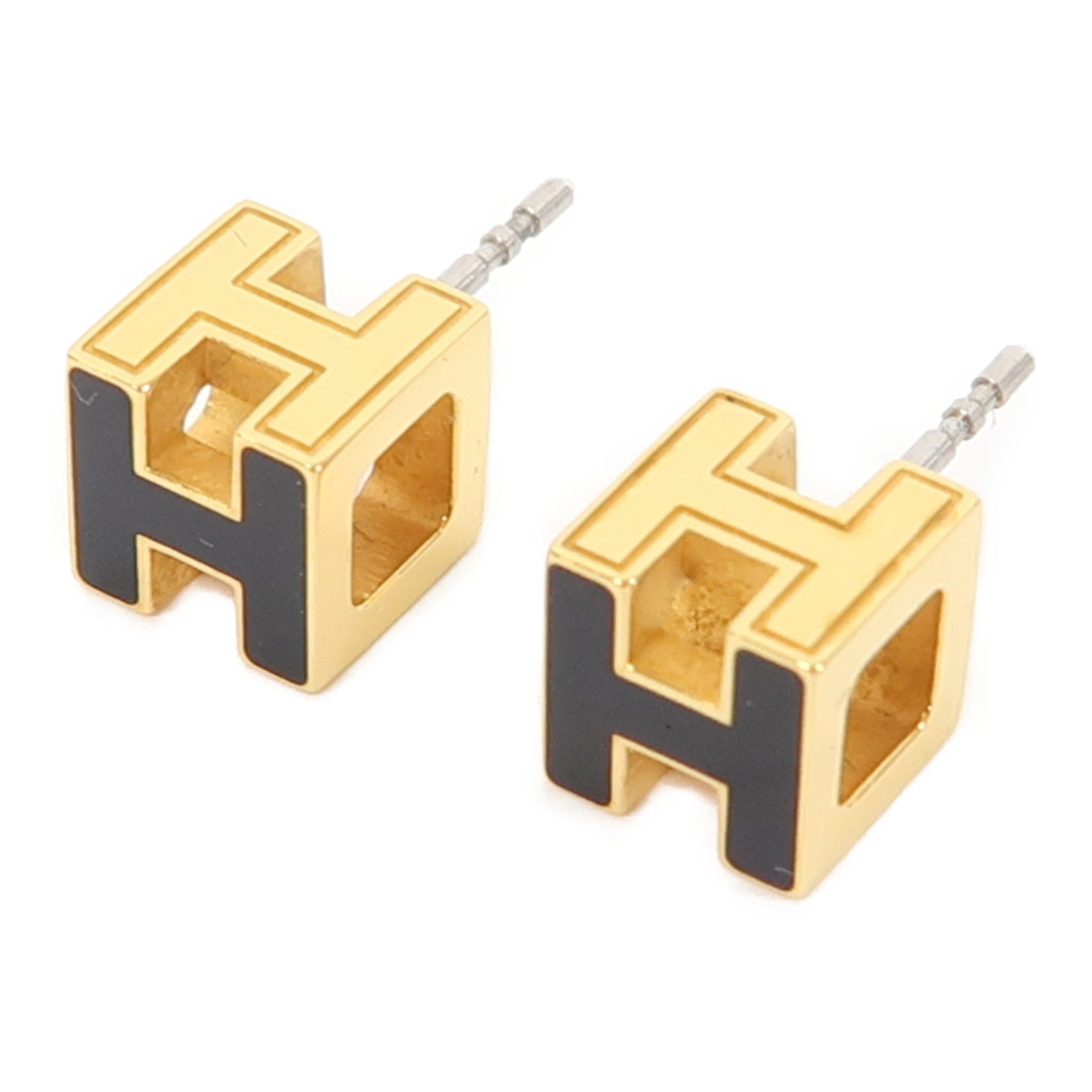 HERMES 金屬Cage d'H Earrings耳環黑色