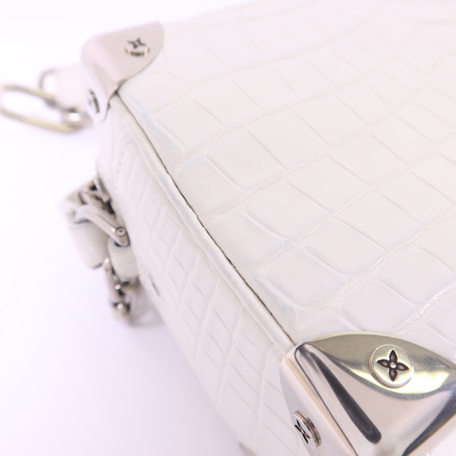 LOUIS VUITTON 【激減優惠】鱷魚皮革/金屬Mini Soft Trunk銀扣鏈帶肩背袋