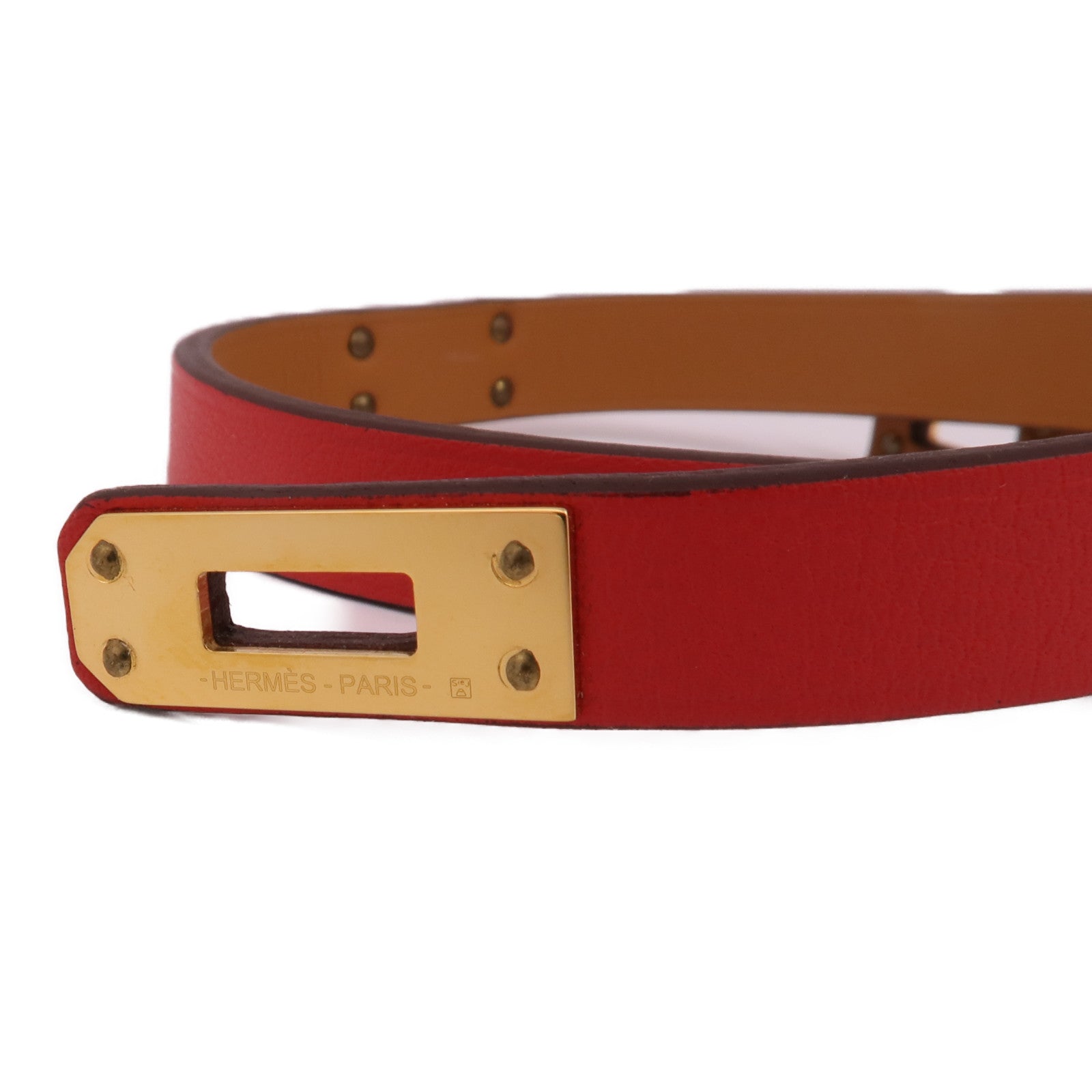 HERMES Swift皮革Kelly Double Tour Bracelet金扣手鐲