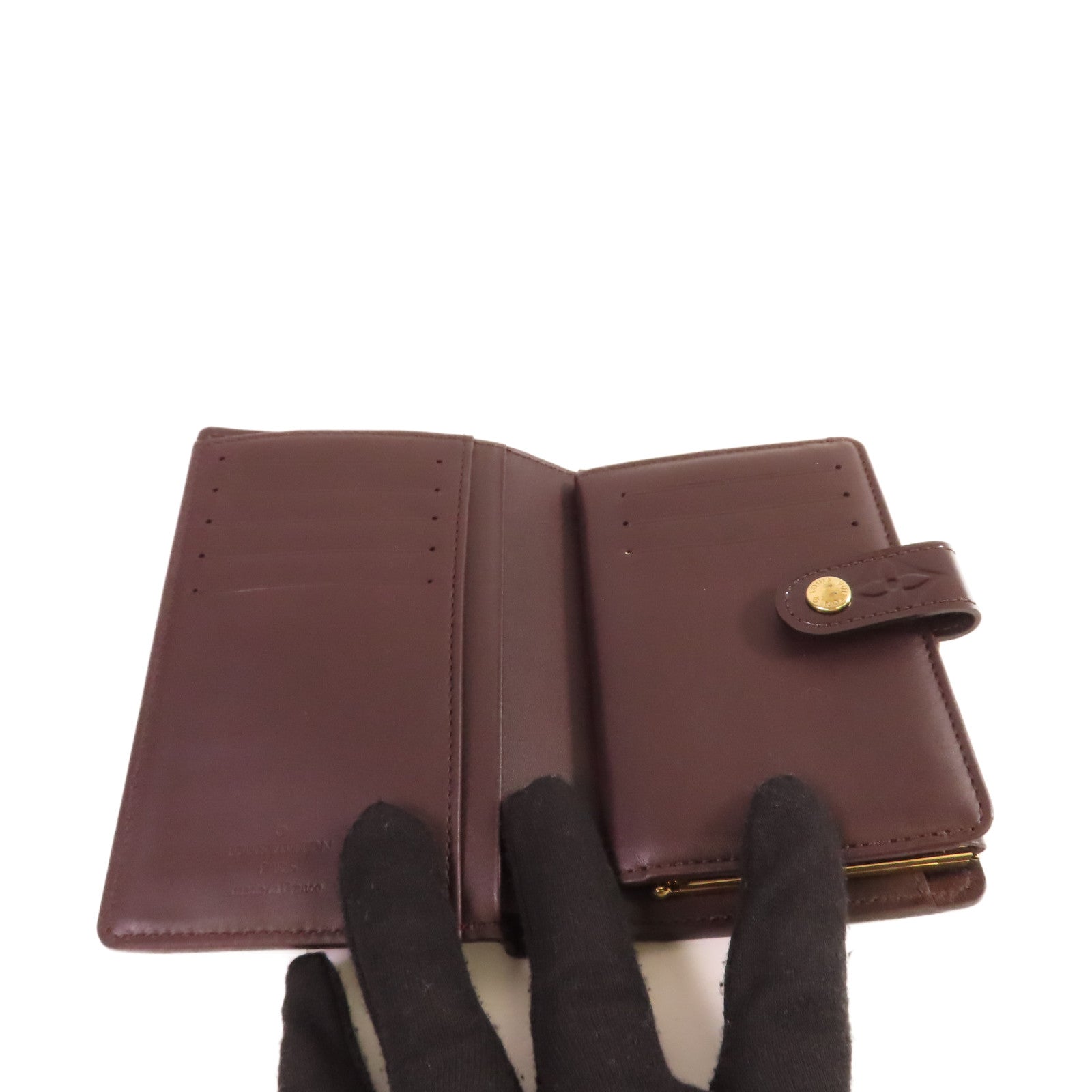 LOUIS VUITTON Monogram Vernis Portefeuille Viennois Bi-fold Wallet金扣短錢包紫色