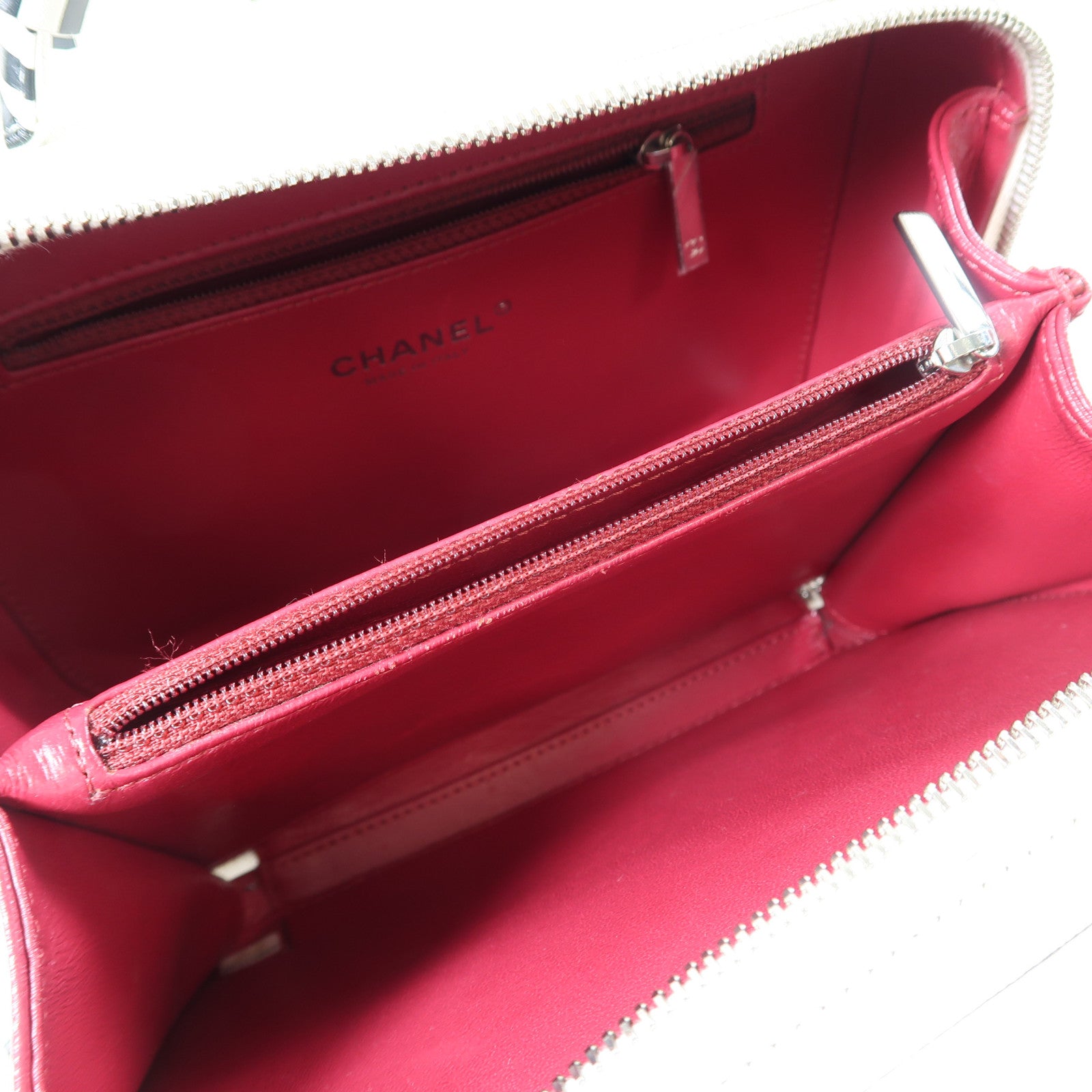CHANEL 【激減優惠】菱格Caviar皮革Vanity Case銀扣手挽肩背兩用袋黑色/白色