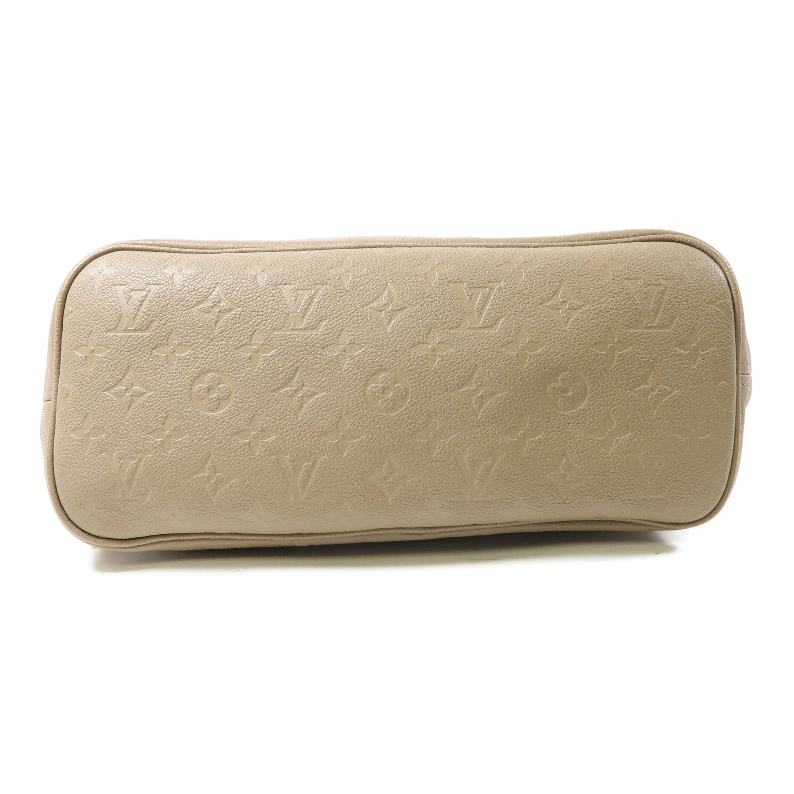 LOUIS VUITTON Monogram Empreinte Neverfull MM金扣肩背袋米色