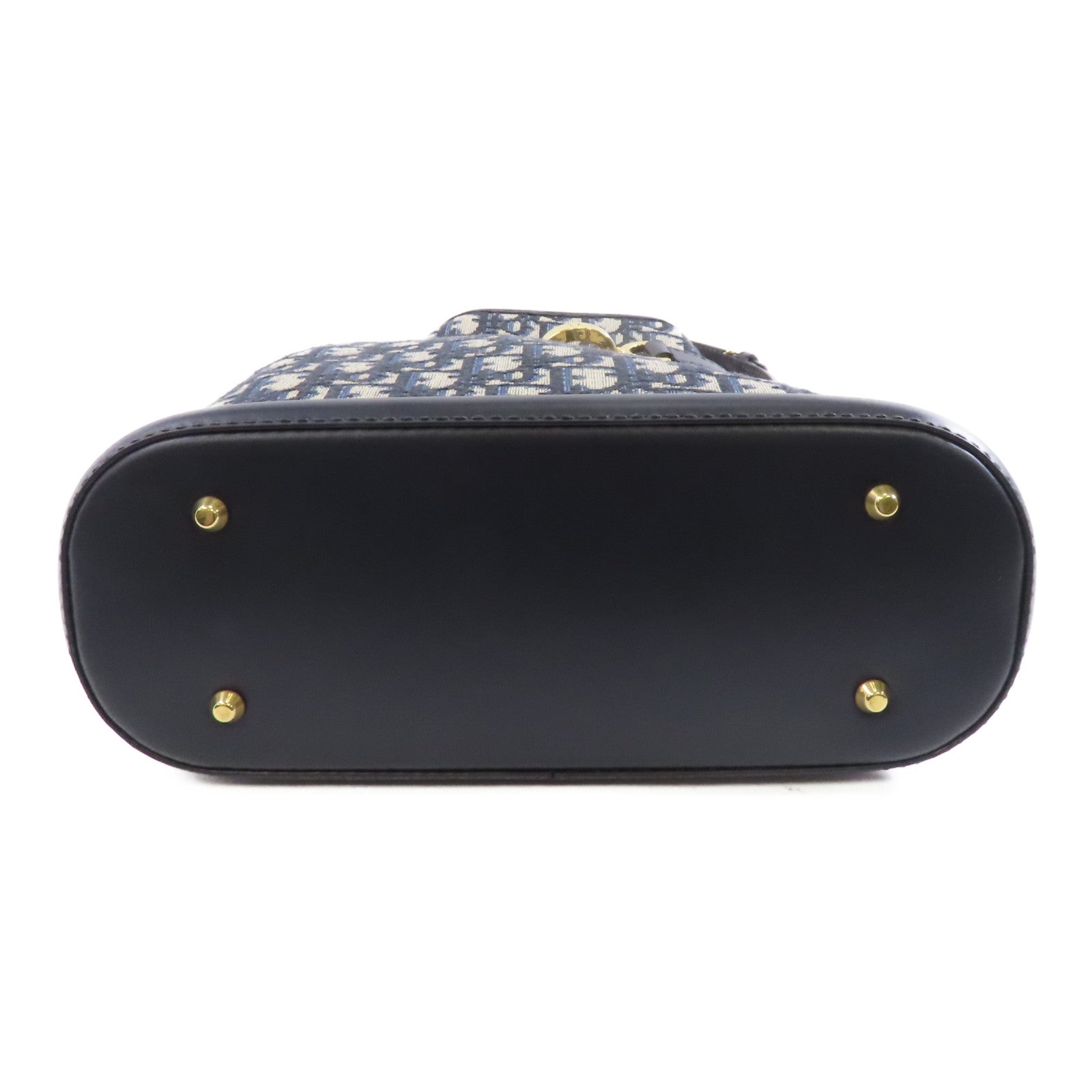 Dior 帆布Oblique Medium C'est Bag金扣手挽肩背兩用袋藍色