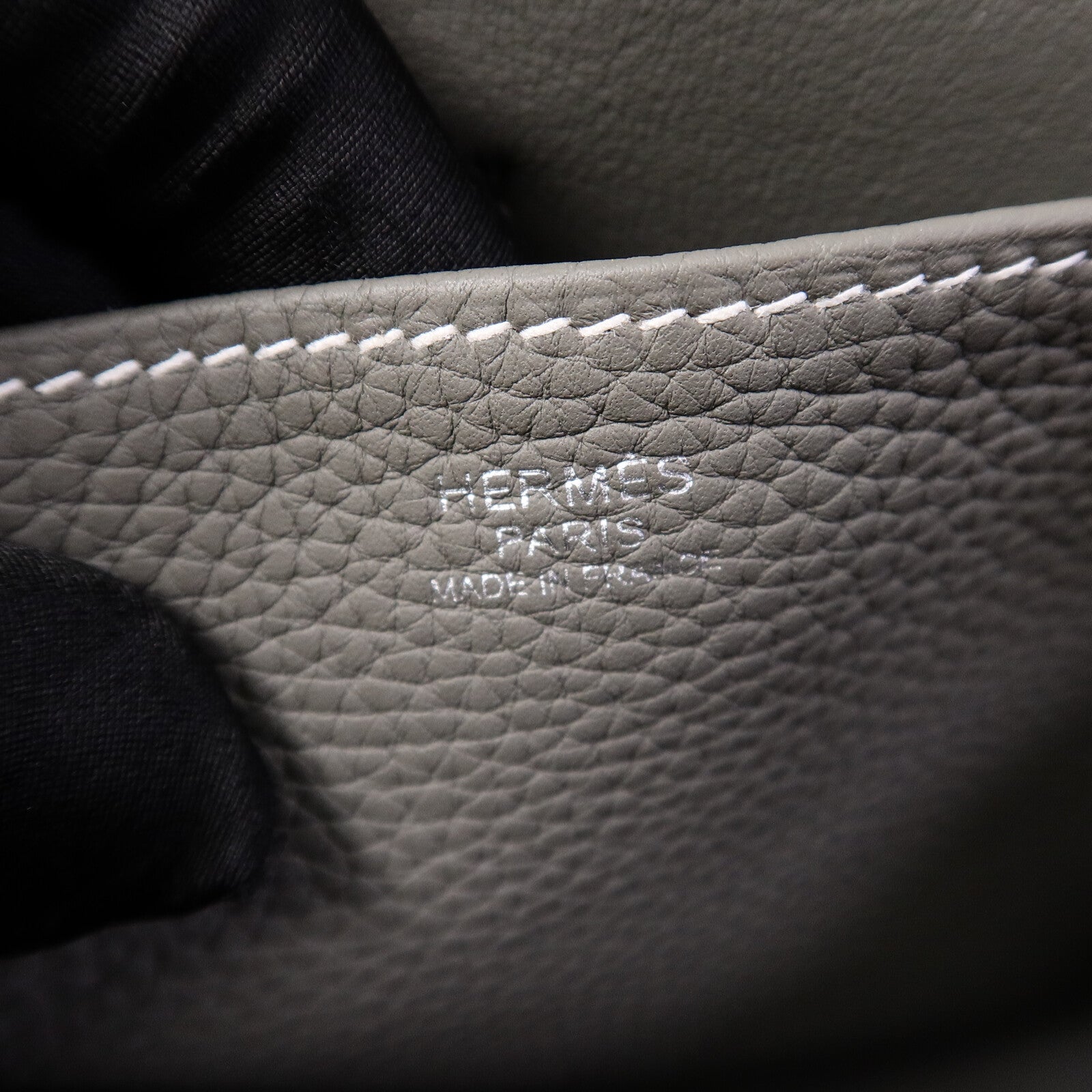 HERMES Clemence皮革Halzan 31手挽肩背兩用袋Gris Meyer