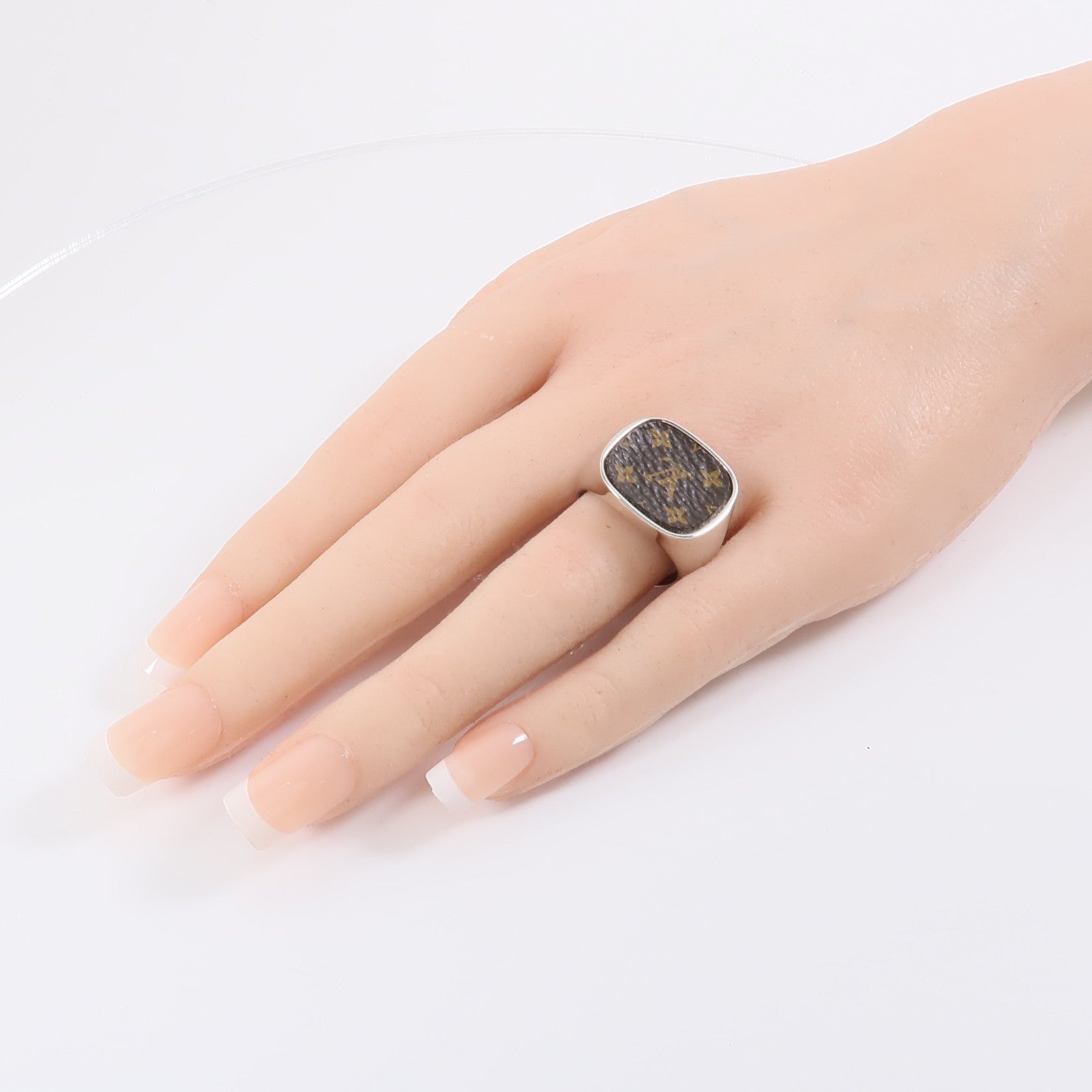 LOUIS VUITTON 塗層帆布/金屬Lock Signet Ring戒指US#9