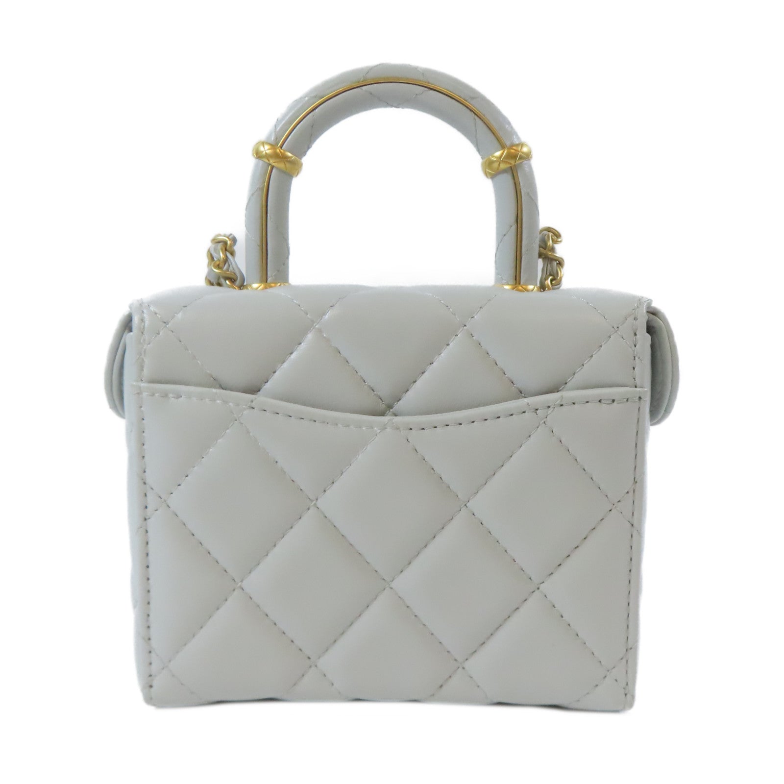 CHANEL 【激減優惠】菱格羊皮皮革Vanity Case金扣鏈帶肩背袋藍色