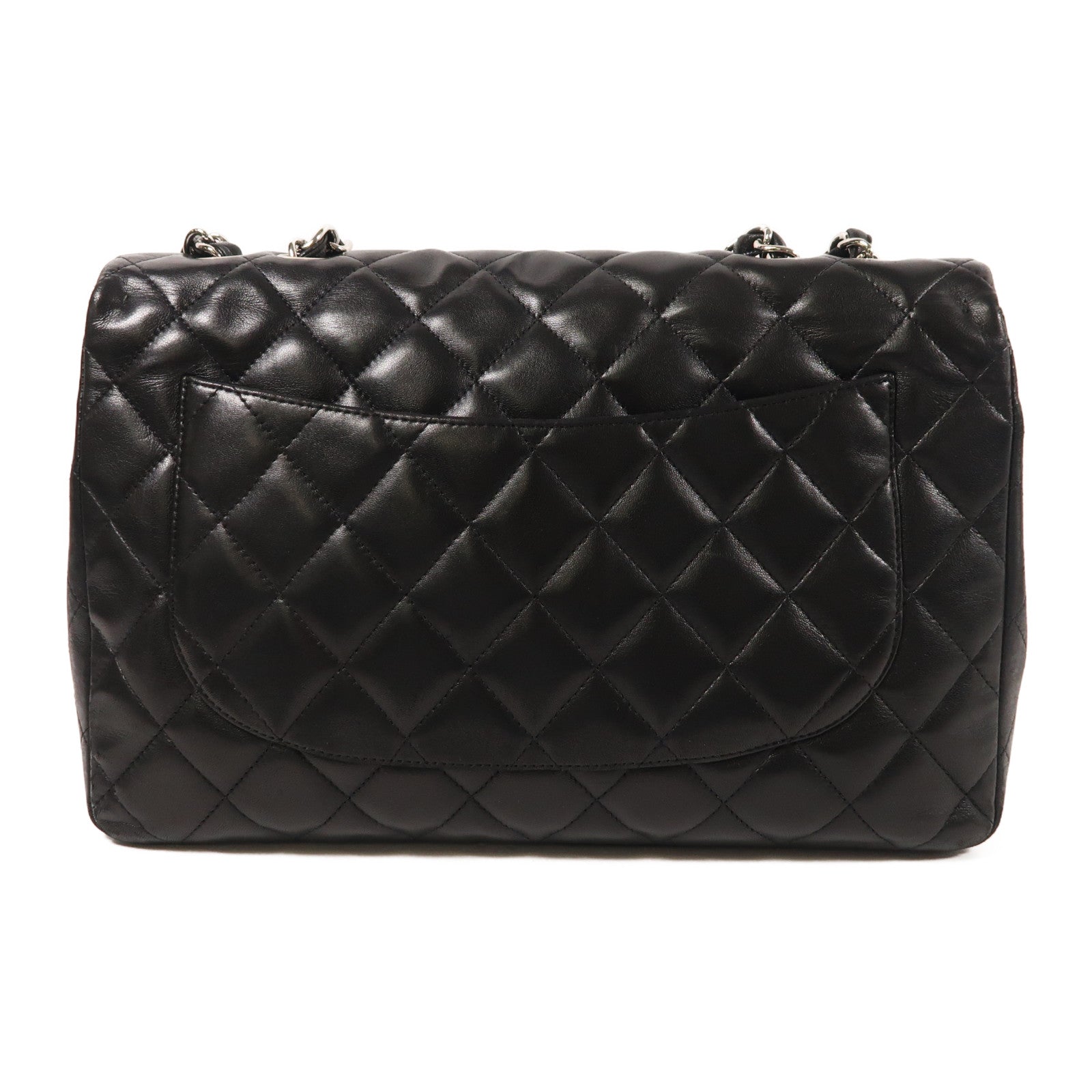 CHANEL 羊皮皮革Large Classic銀扣鏈帶肩背袋