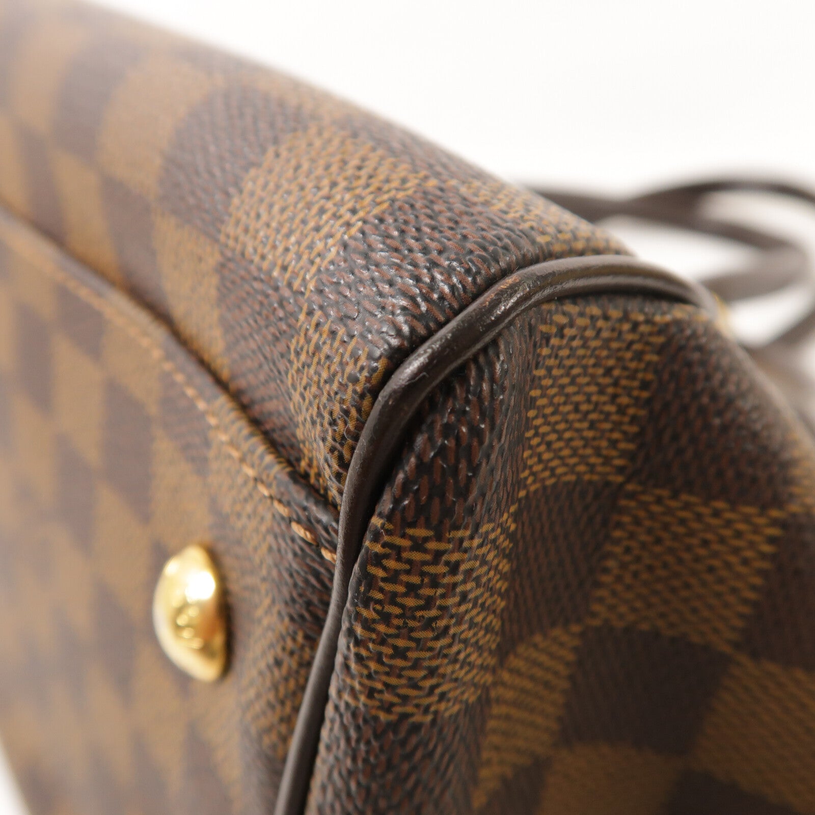 LOUIS VUITTON Damier Trevi金扣手挽肩背兩用袋棕色